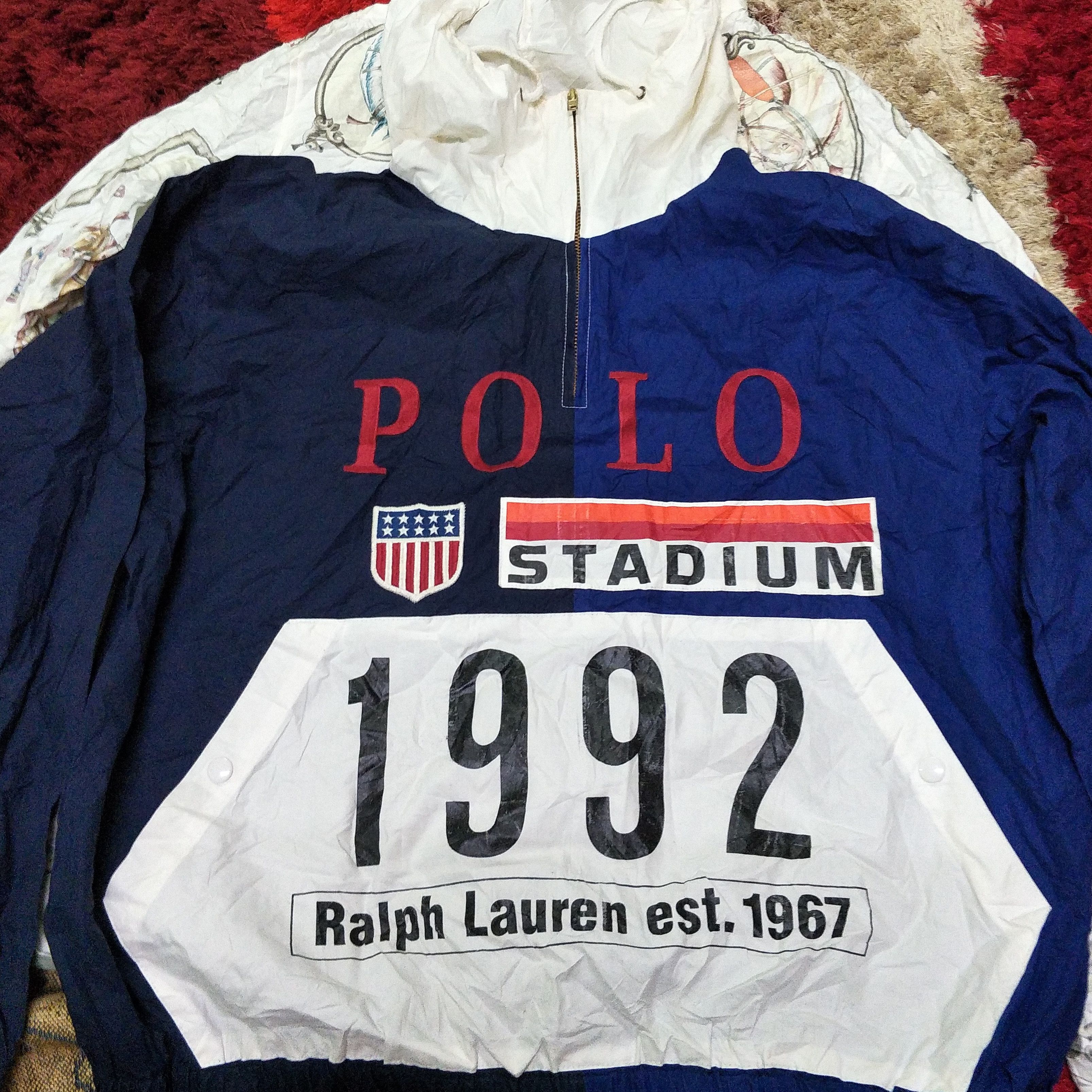 Polo ralph lauren 1992 stadium plates pullover jacket clearance