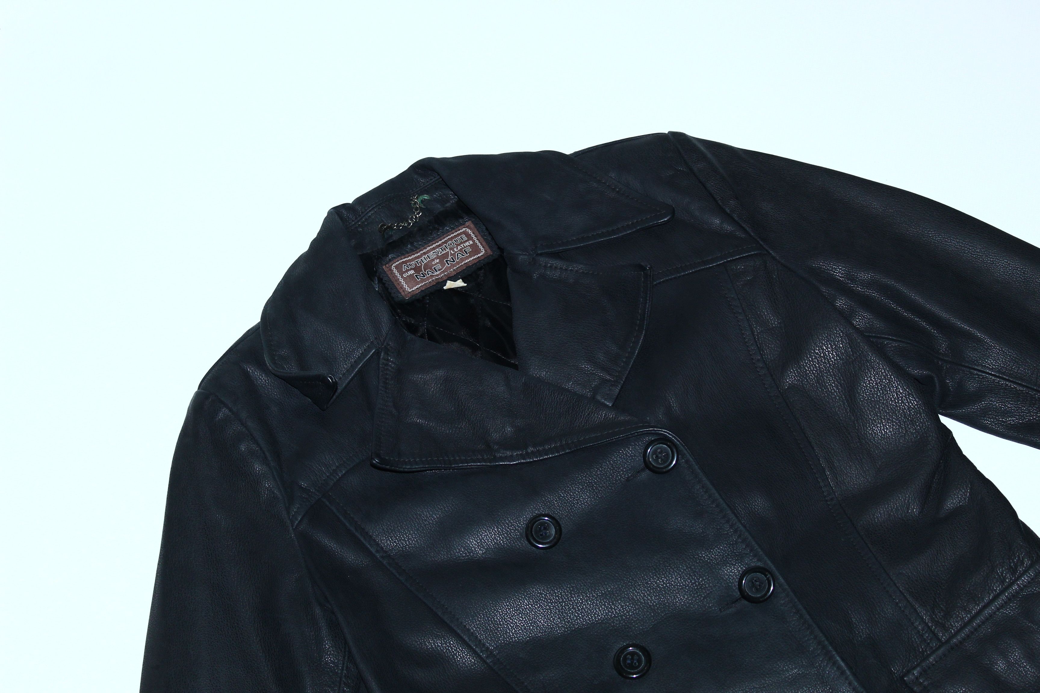 Genuine Leather VTG🔥 NAF NAF cuir de leather double breasted coat Size US S / EU 44-46 / 1 - 5 Thumbnail