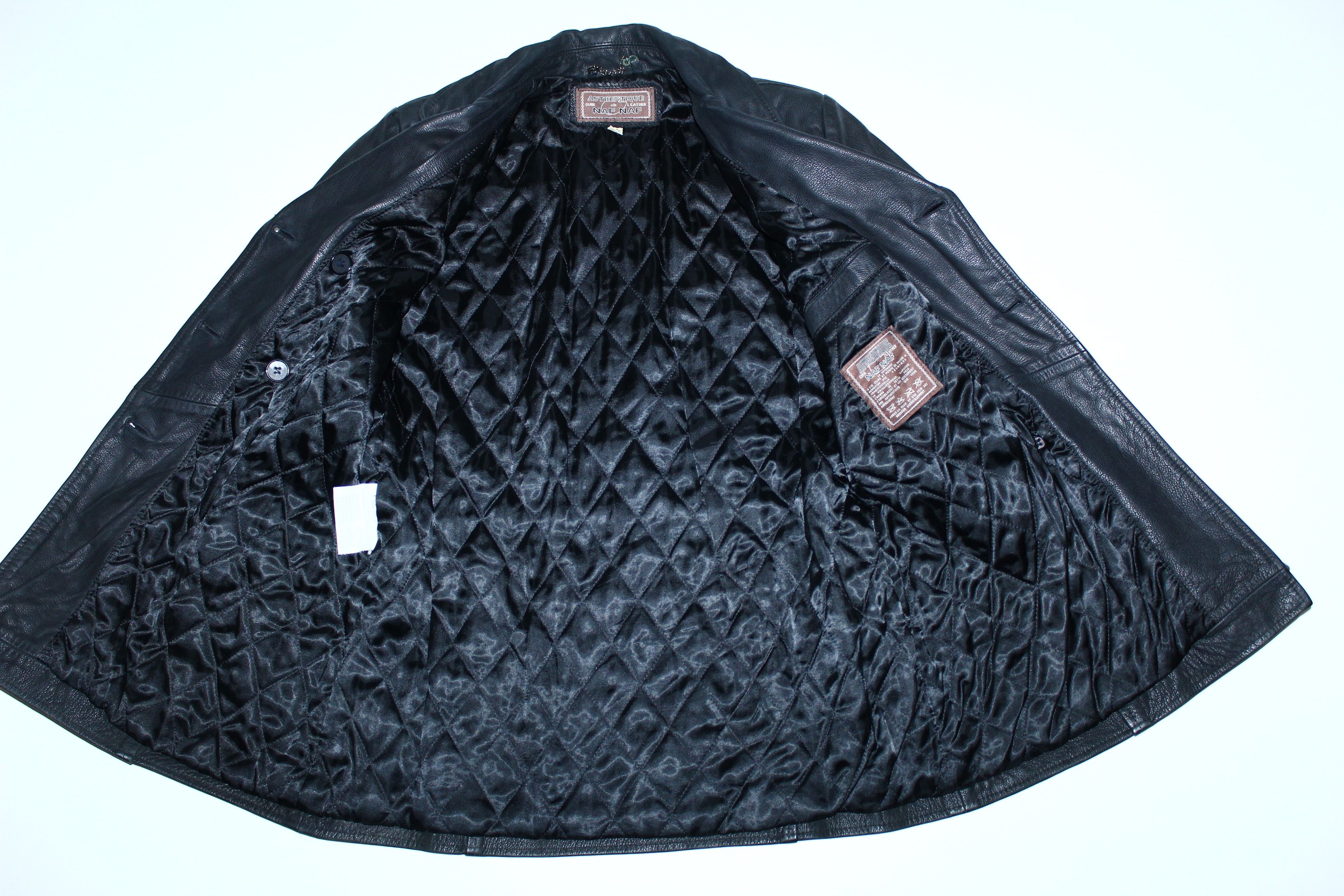Genuine Leather VTG🔥 NAF NAF cuir de leather double breasted coat Size US S / EU 44-46 / 1 - 2 Thumbnail
