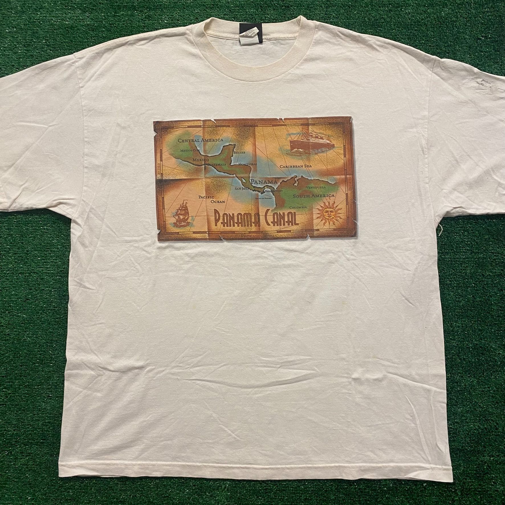 Giant Panama Canal Map Vintage 90s T-Shirt Size US XL / EU 56 / 4 - 1 Thumbnail