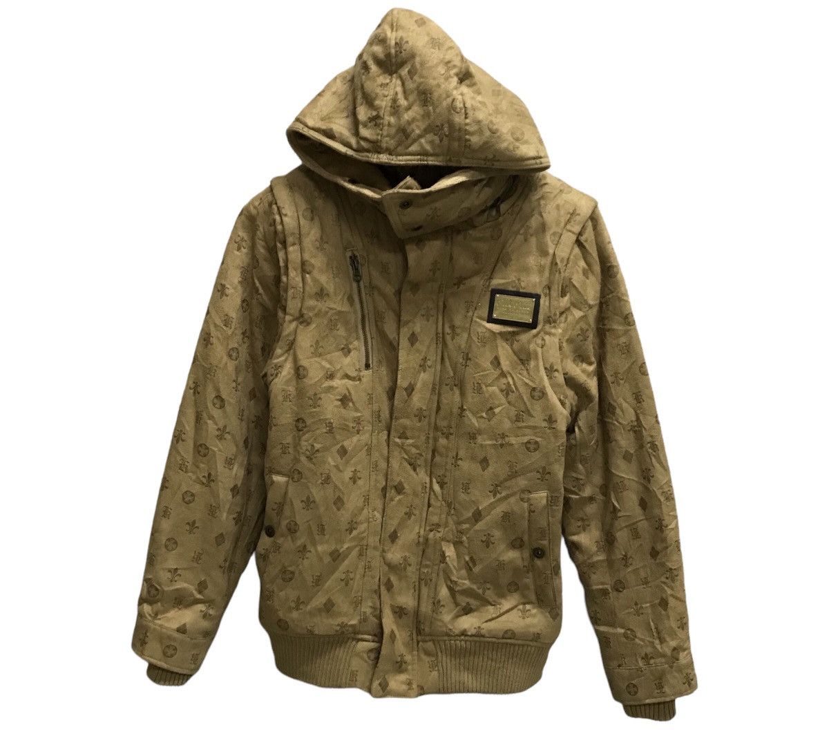 image of Karl Kani Monogram Winter Jacket Hoodie in Brown, Men's (Size Small)