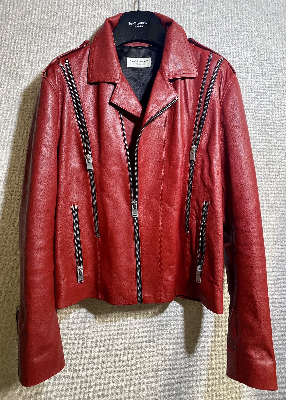 Saint Laurent Paris saint laurent paris aw13 red multi zip leather ...