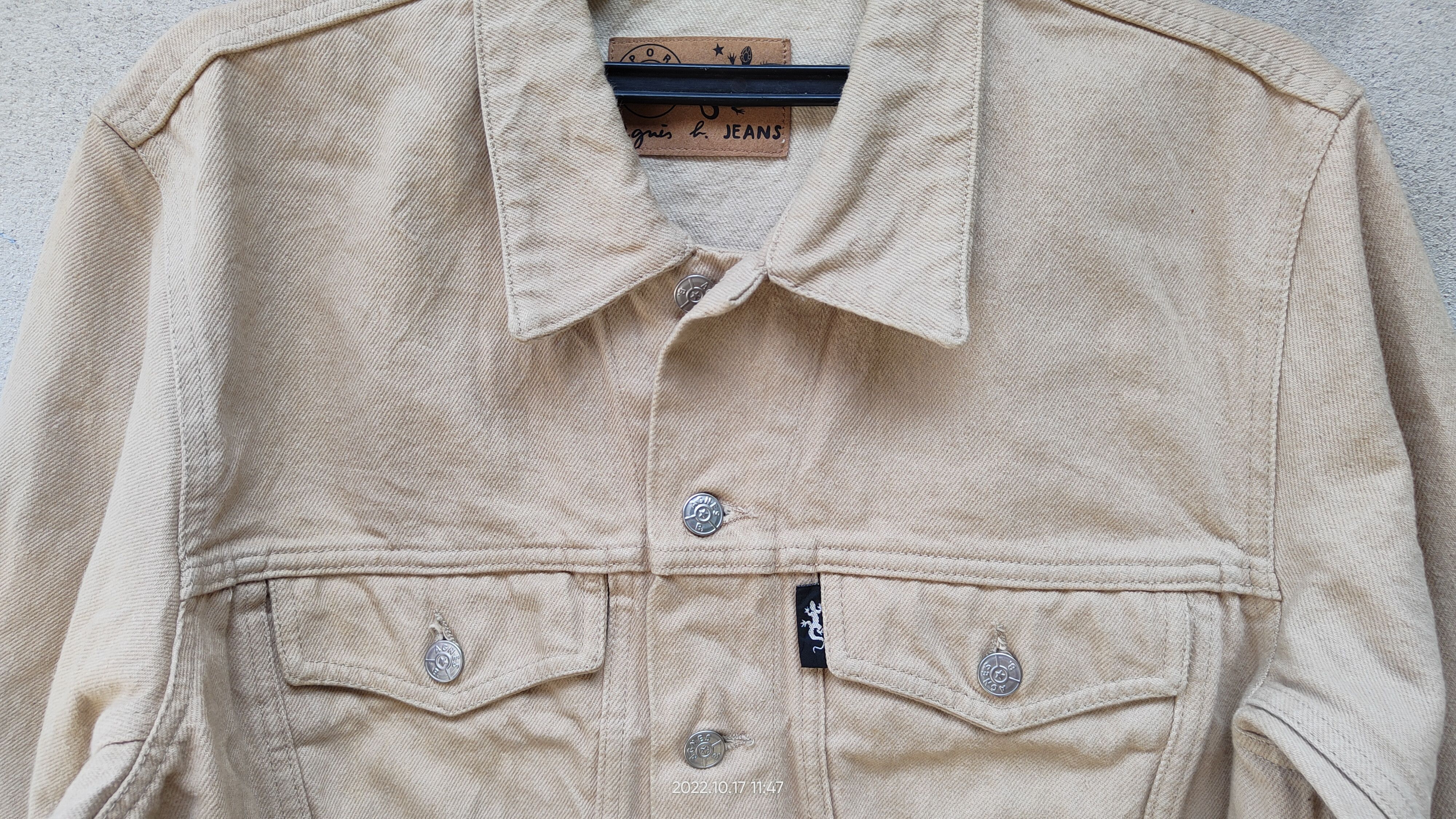 Designer × agnes b. AGNES B DISTRESSED TRUCKER DENIME JACKET Size US L / EU 52-54 / 3 - 6 Thumbnail