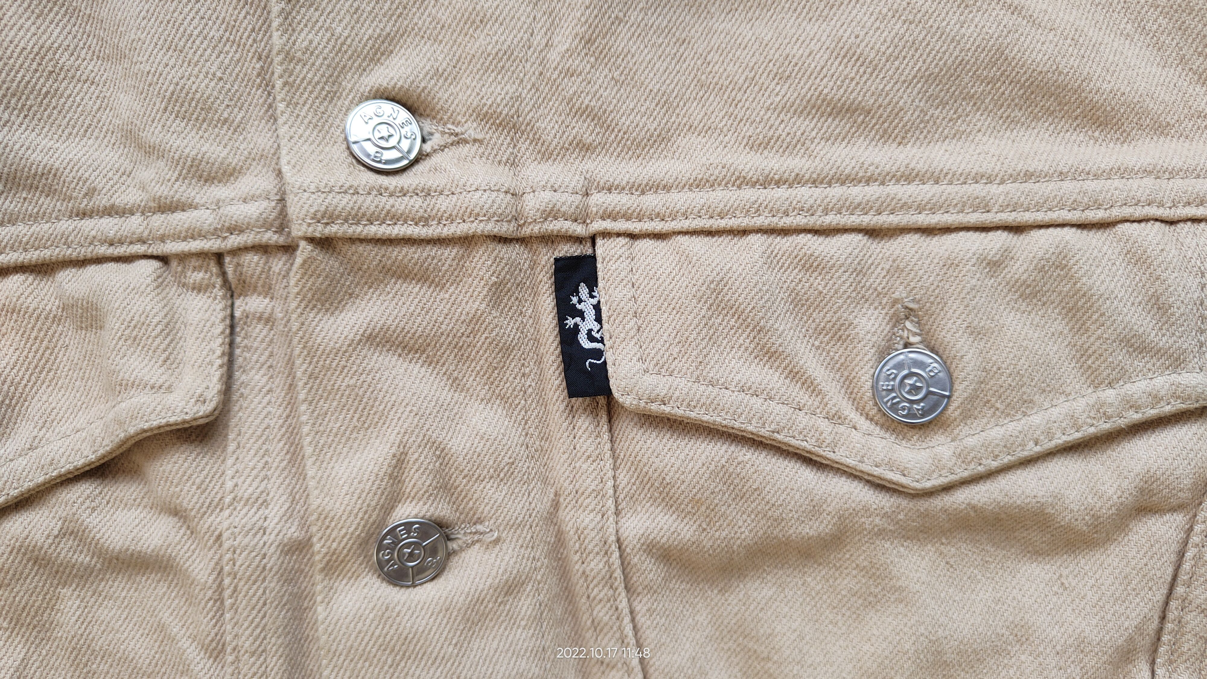 Designer × agnes b. AGNES B DISTRESSED TRUCKER DENIME JACKET Size US L / EU 52-54 / 3 - 5 Thumbnail