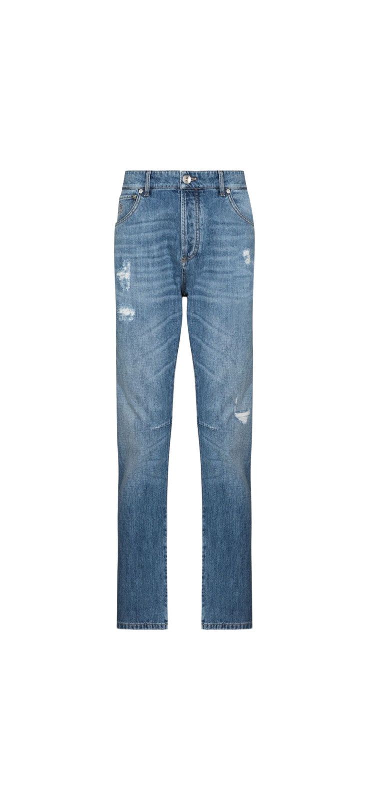 Brunello Cucinelli Distressed Straight Leg Jeans