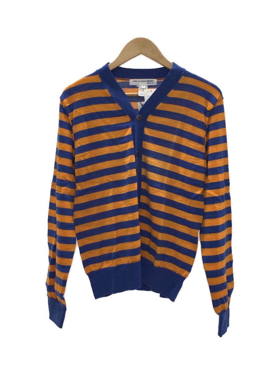 Sweater Orange Border Knit Cardigan Wool