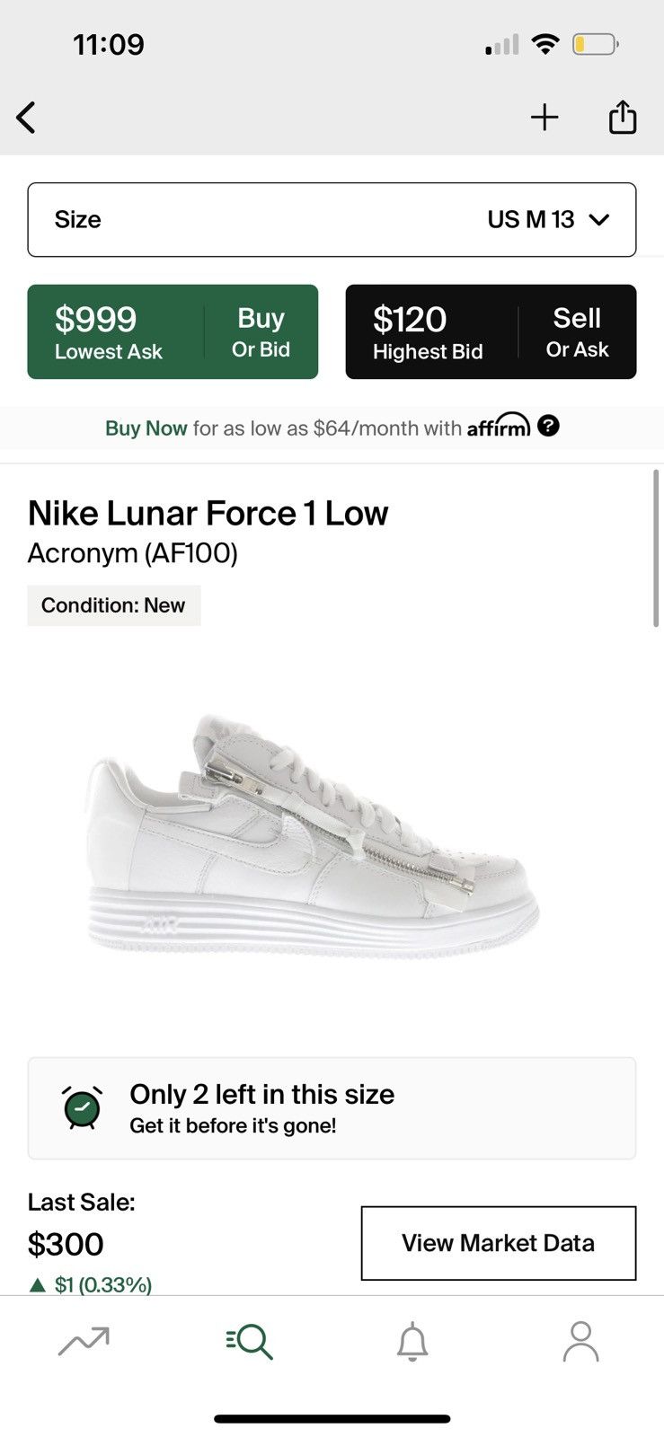 Nike Size 13 - Nike Lunar Force 1 Low Acronym Zipper (AF100) 2017 Size US 13 / EU 46 - 10 Thumbnail