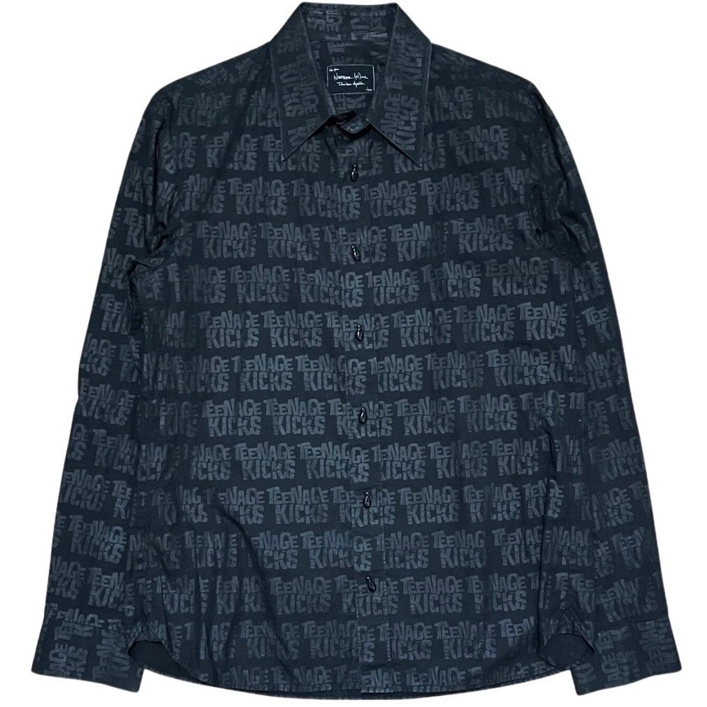 image of Number N Ine Number (N)Ine Teenage Kicks All Over Print Shirt 2004 S/s in Black, Men's (Size XL)