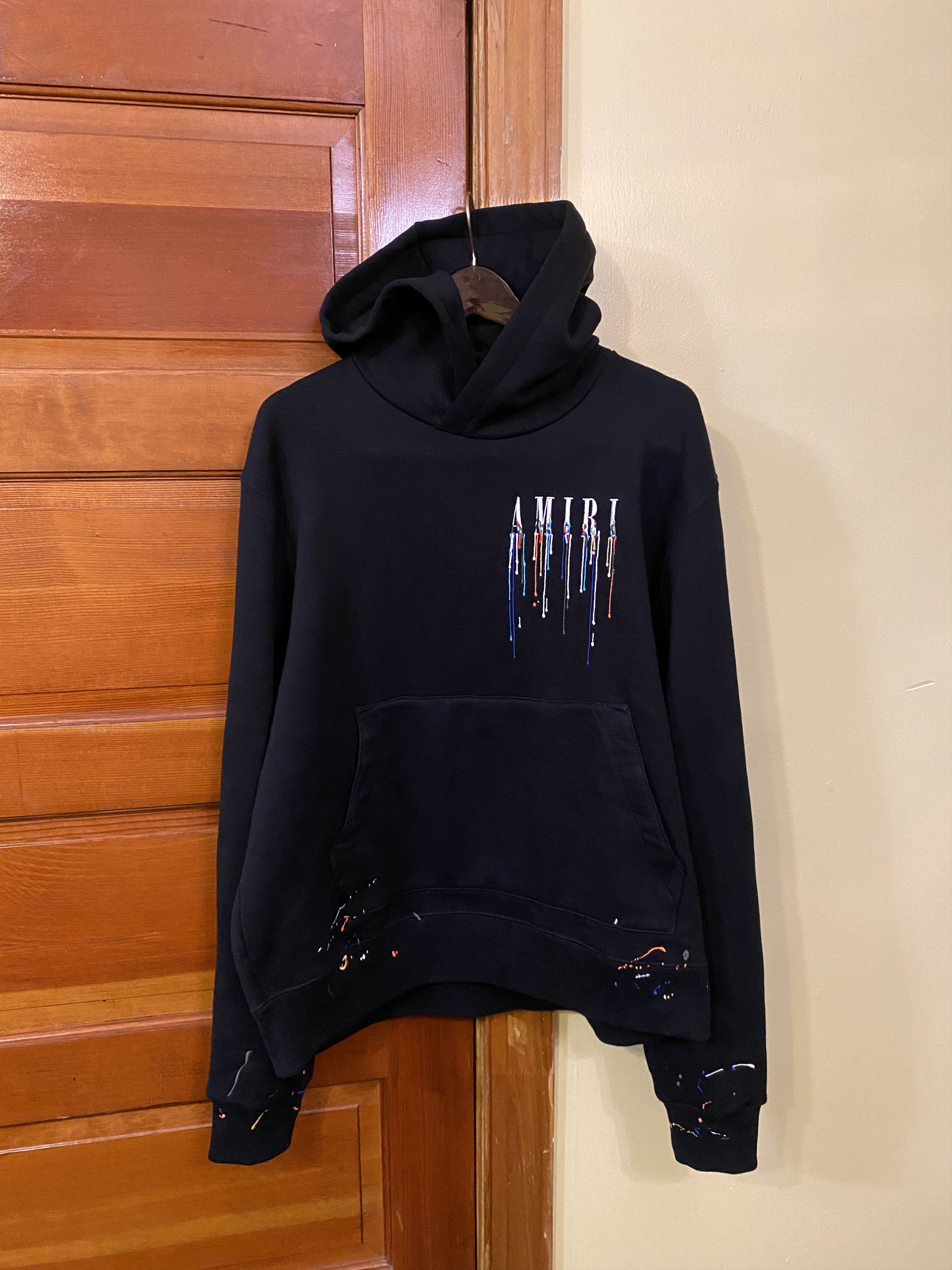 Amiri EMBROIDERED PAINT DRIP CORE LOGO HOODIE | Grailed