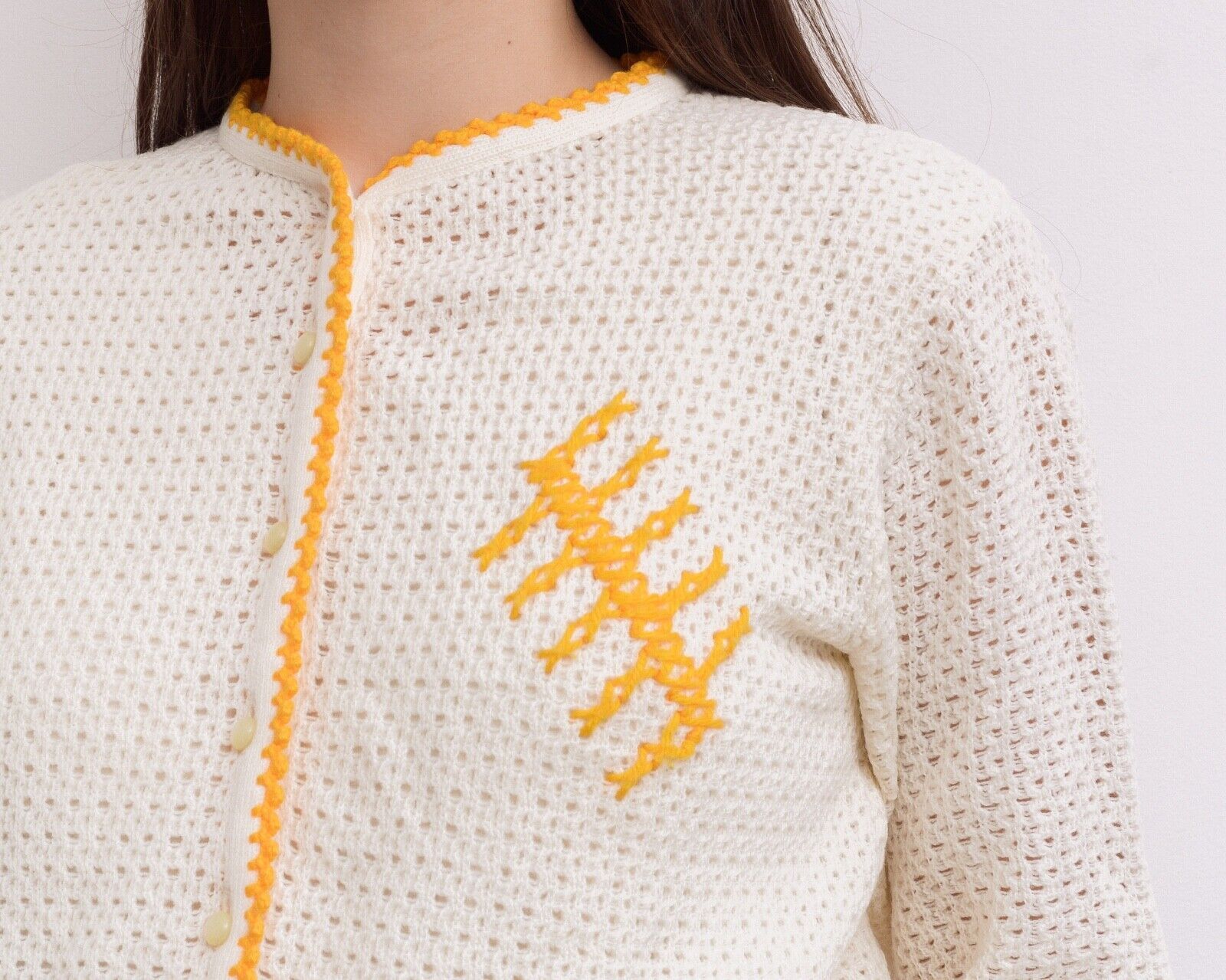 Other × Vintage Cardigan Sweater Jacket Knitted Crochet Cropped Embroidered Size M / US 6-8 / IT 42-44 - 5 Thumbnail