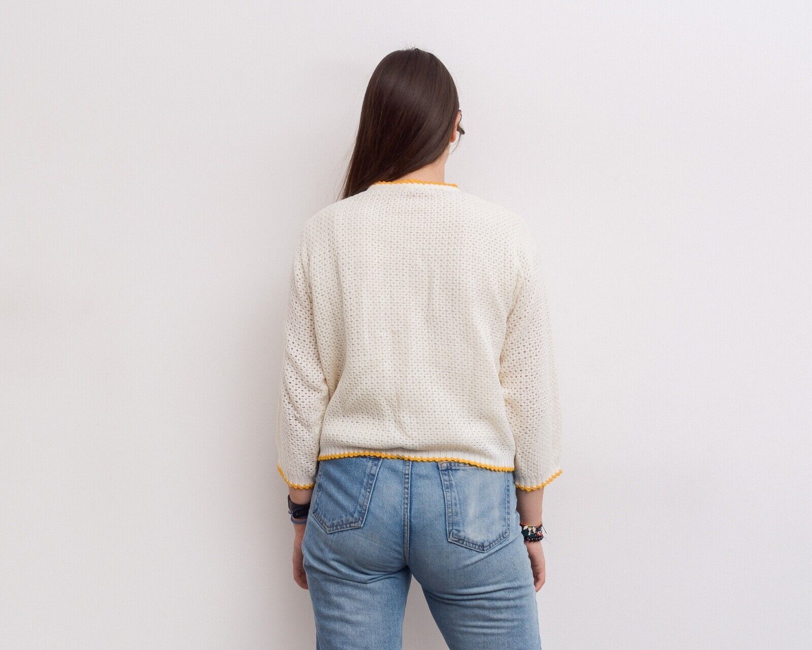 Other × Vintage Cardigan Sweater Jacket Knitted Crochet Cropped Embroidered Size M / US 6-8 / IT 42-44 - 4 Thumbnail