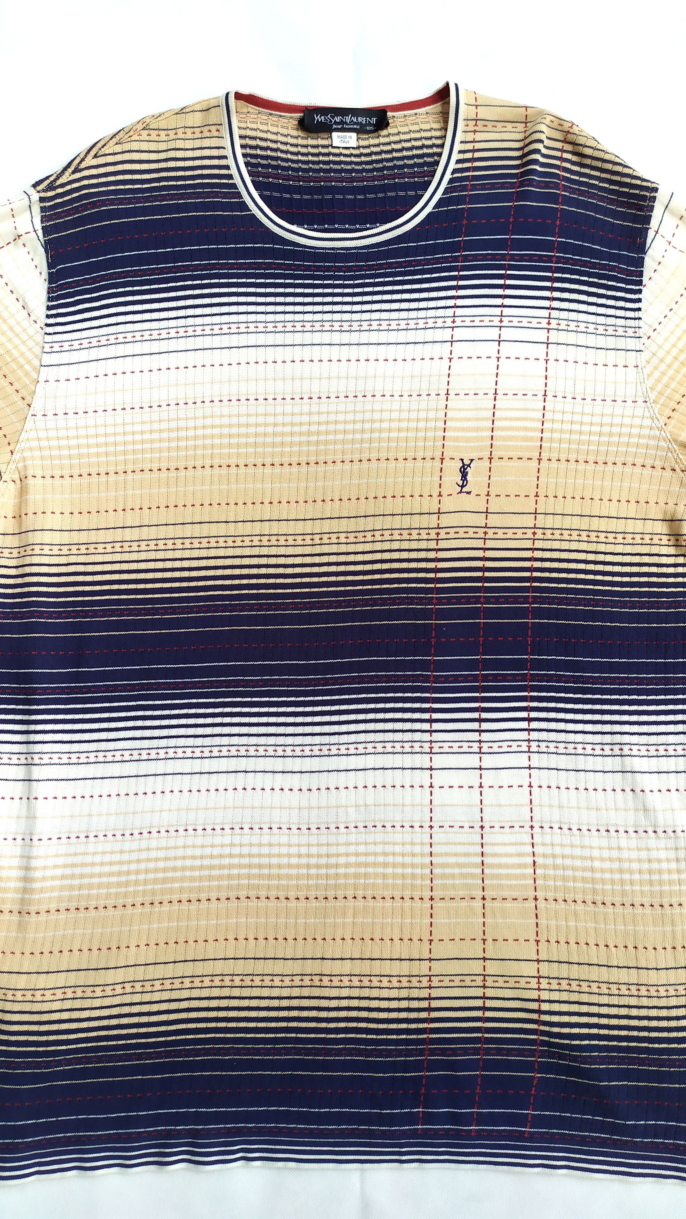 Yves Saint Laurent Vtg Yves Saint Laurent knit t shirt size 105 / L Size US L / EU 52-54 / 3 - 5 Thumbnail