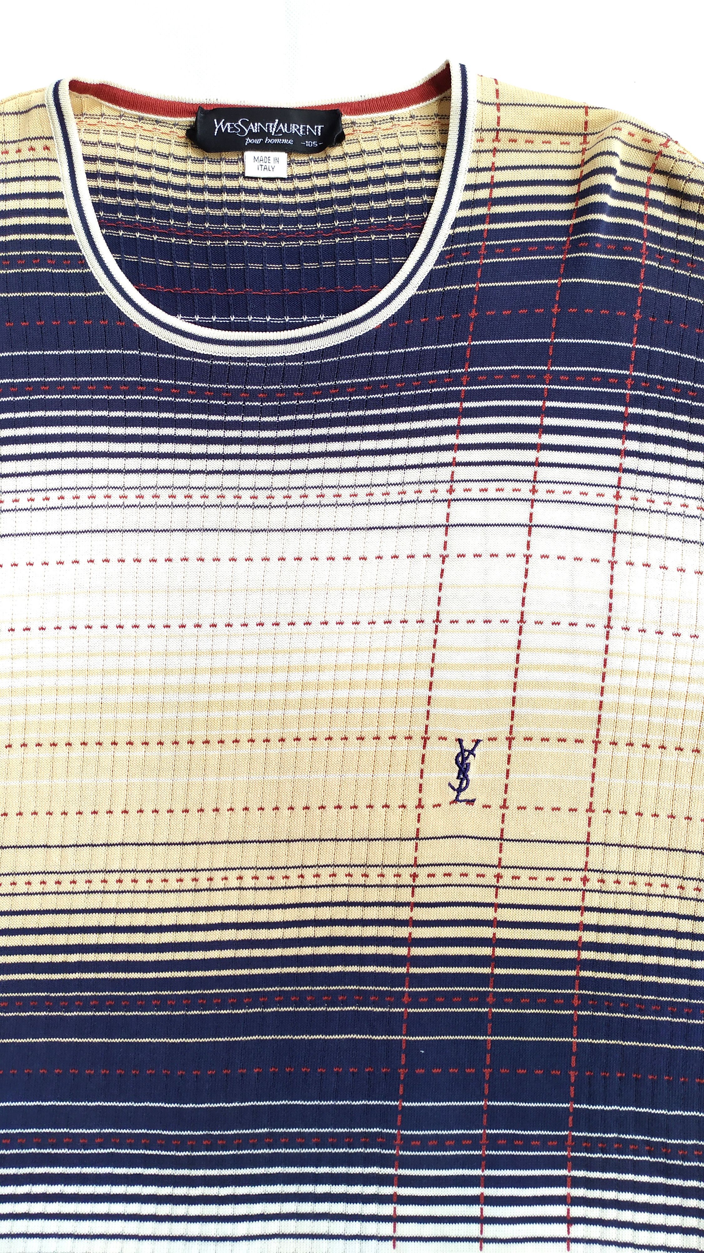 Yves Saint Laurent Vtg Yves Saint Laurent knit t shirt size 105 / L Size US L / EU 52-54 / 3 - 6 Thumbnail
