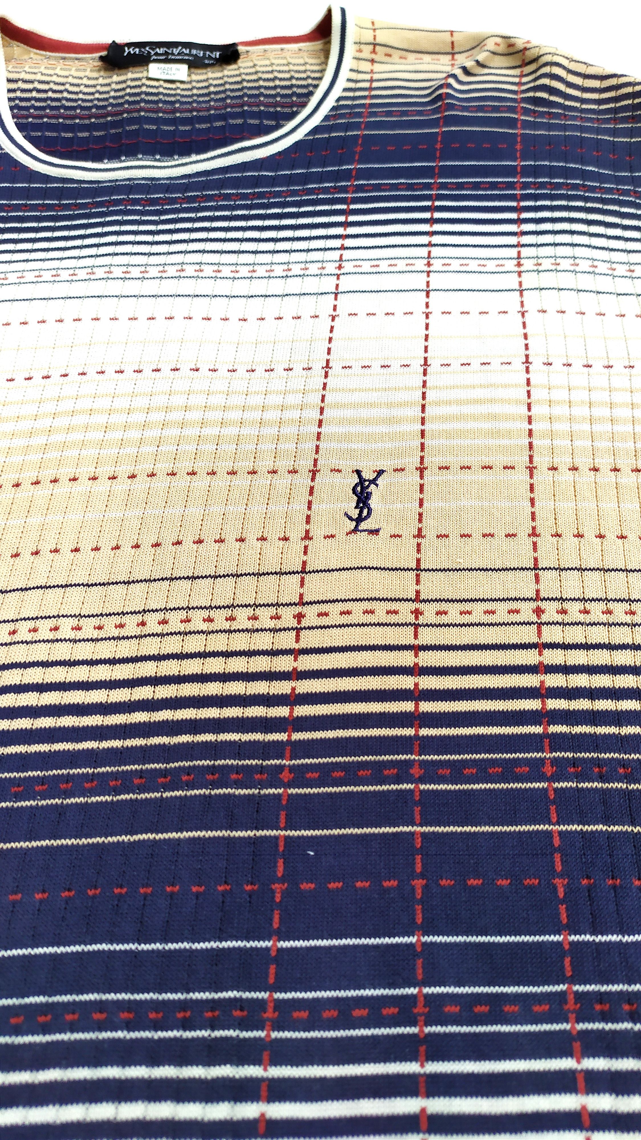 Yves Saint Laurent Vtg Yves Saint Laurent knit t shirt size 105 / L Size US L / EU 52-54 / 3 - 8 Thumbnail