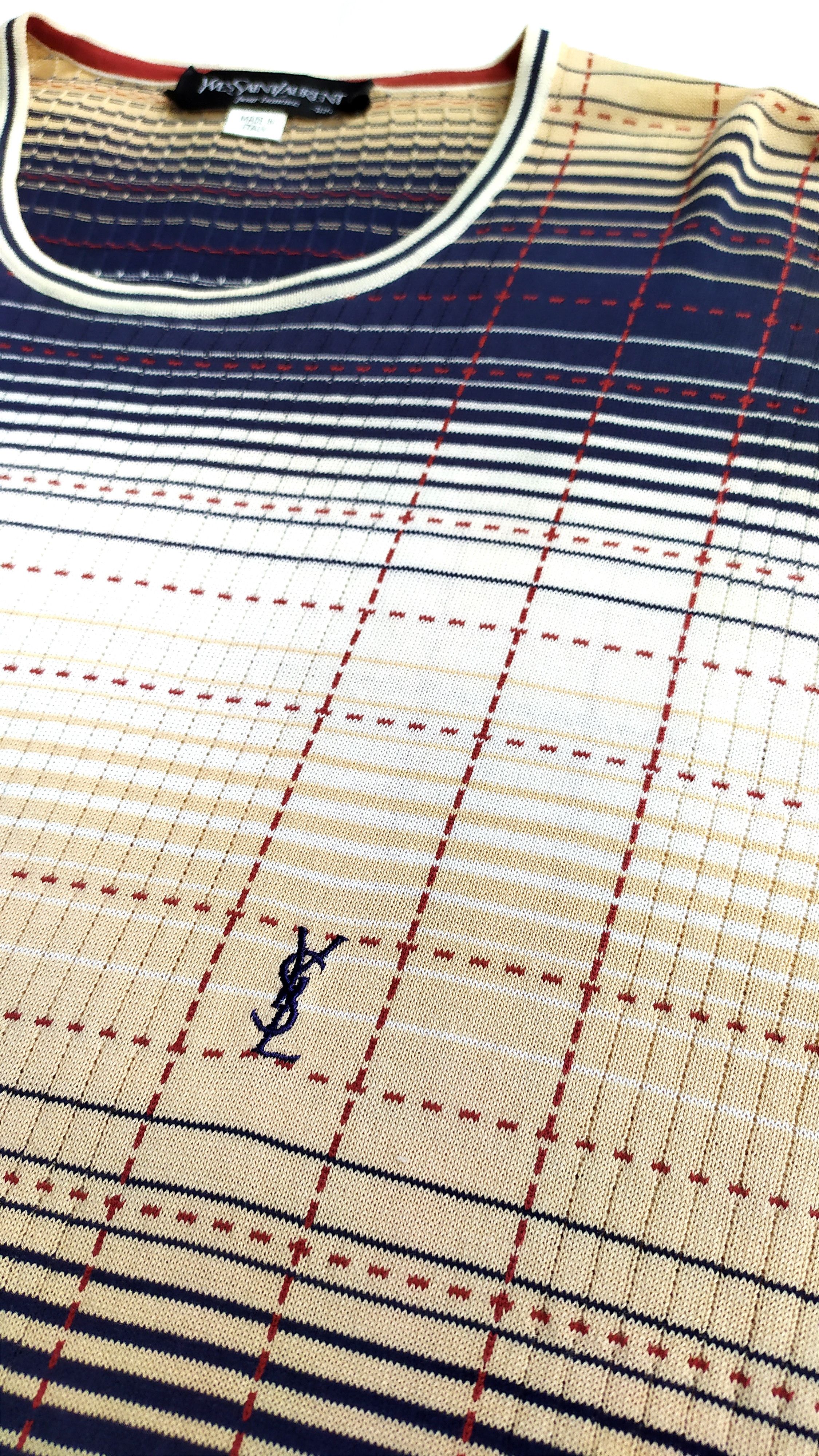 Yves Saint Laurent Vtg Yves Saint Laurent knit t shirt size 105 / L Size US L / EU 52-54 / 3 - 7 Thumbnail