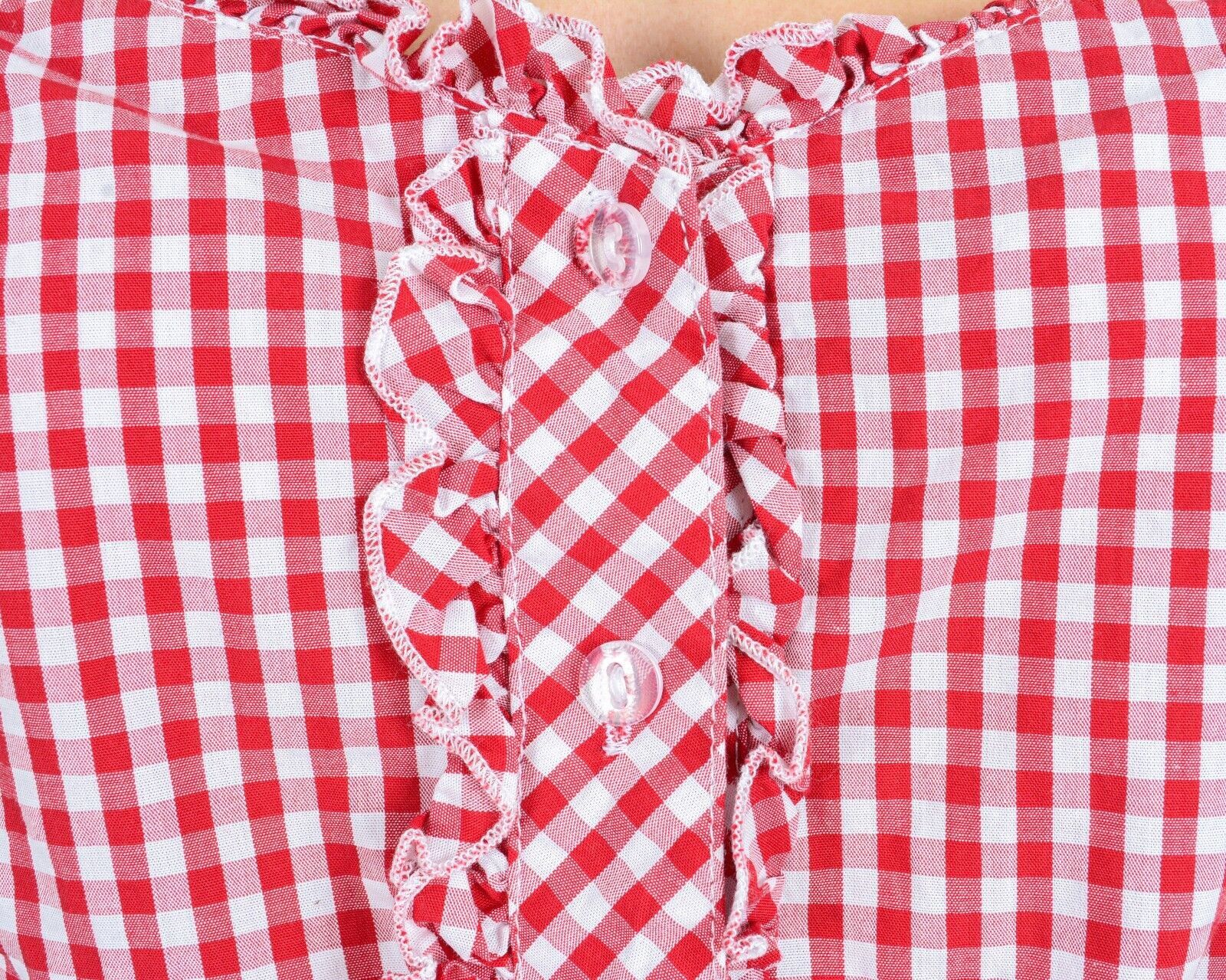 Other × Vintage Checked Bavarian Top Blouse Shirt Plaid Of The Shoulder Size M / US 6-8 / IT 42-44 - 4 Thumbnail