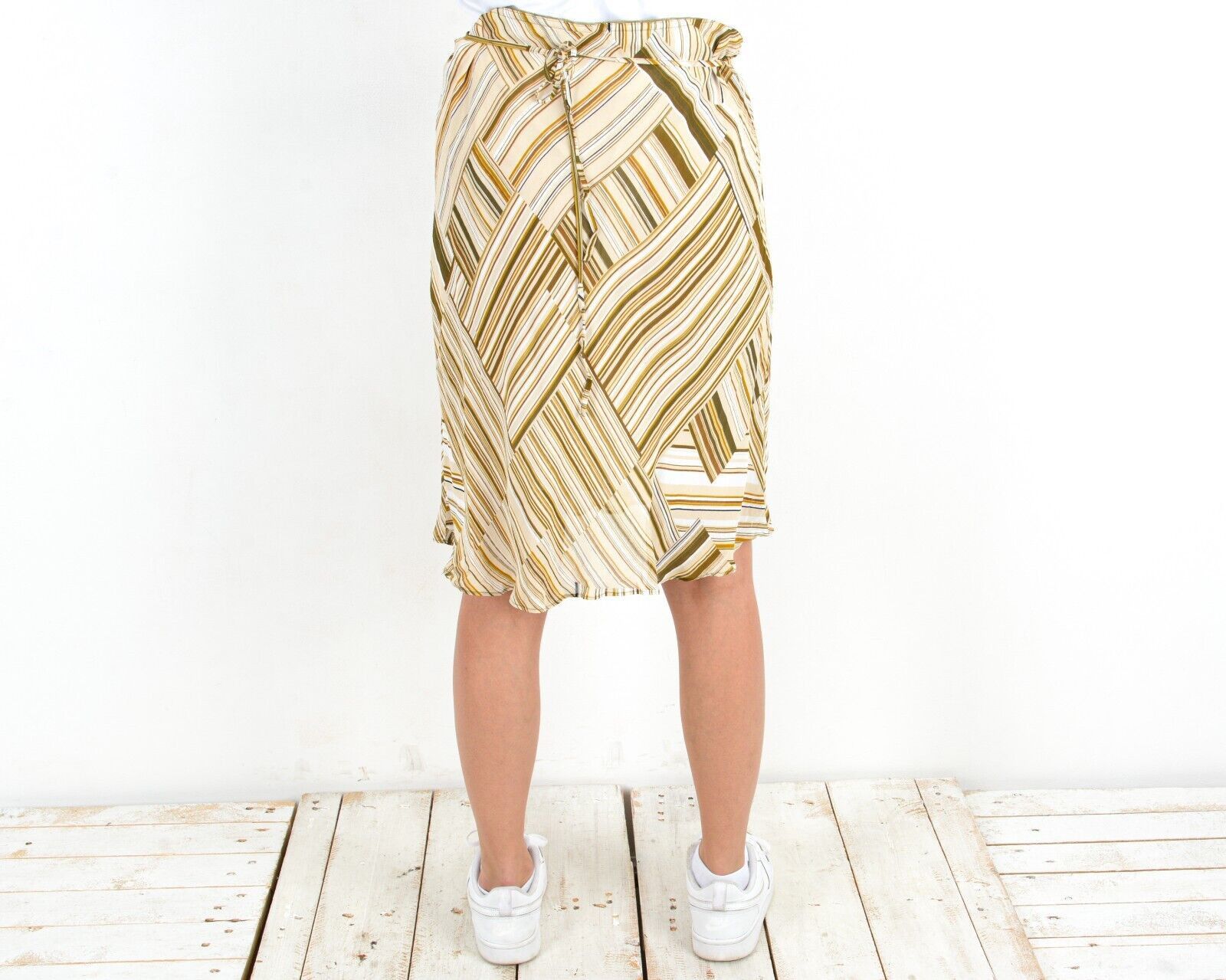 Other × Vintage Summer Skirt Knee Length Retro Pattern String Light Funky Size 32" / US 10 / IT 46 - 2 Thumbnail