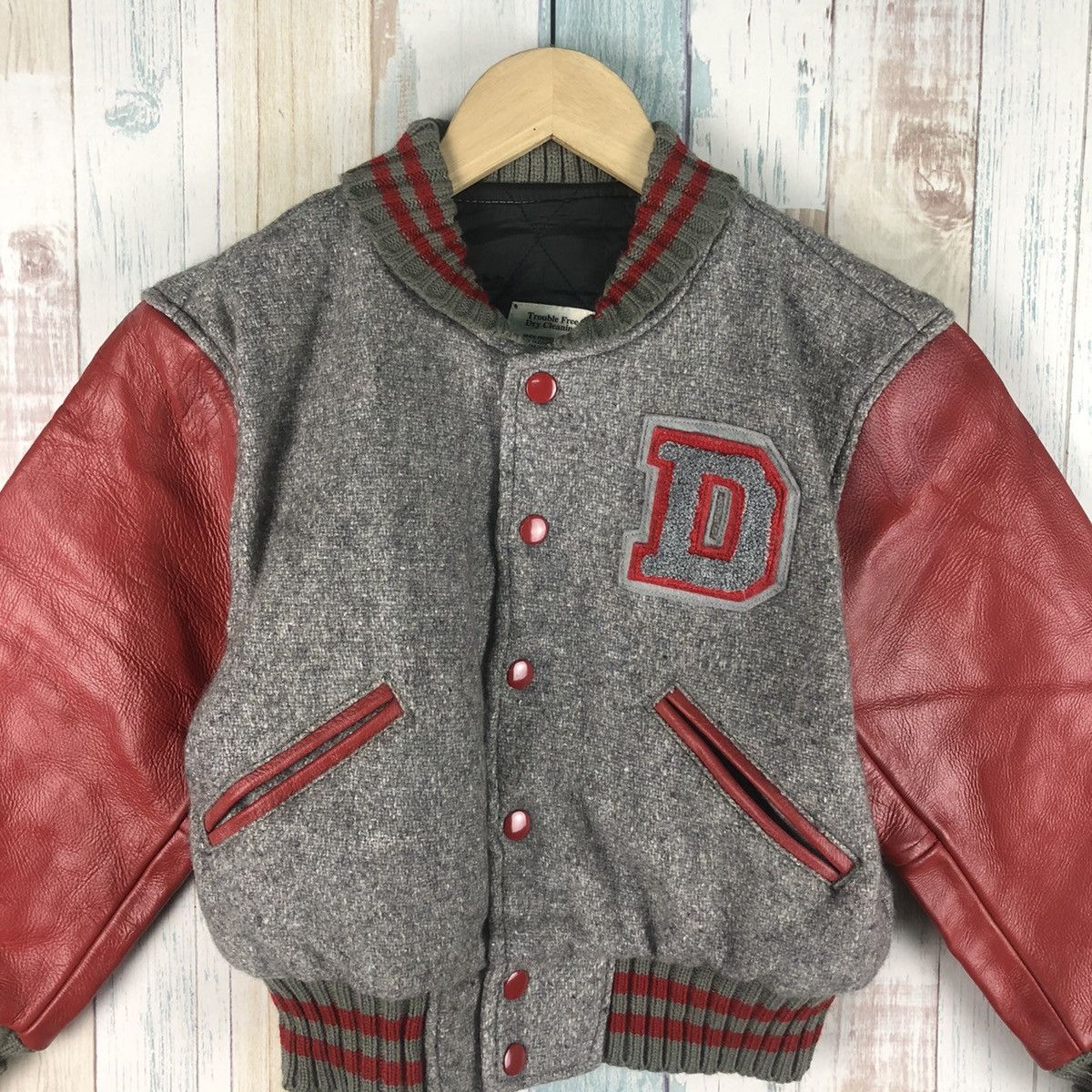 Vintage Vintage Varsity Jacket Leather Embroidery Logo For Kids Size US XXS / EU 40 - 5 Thumbnail
