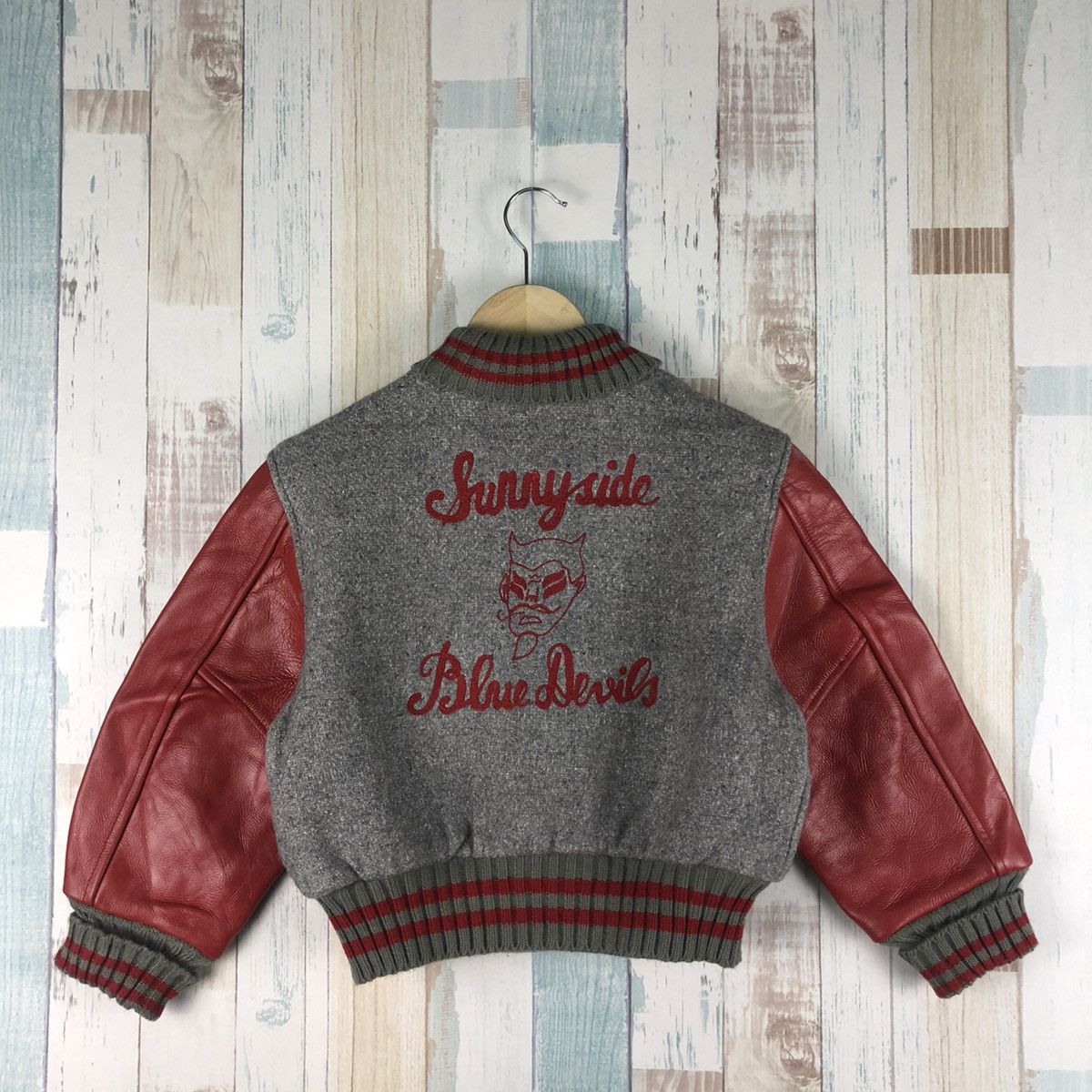 Vintage Vintage Varsity Jacket Leather Embroidery Logo For Kids Size US XXS / EU 40 - 1 Thumbnail
