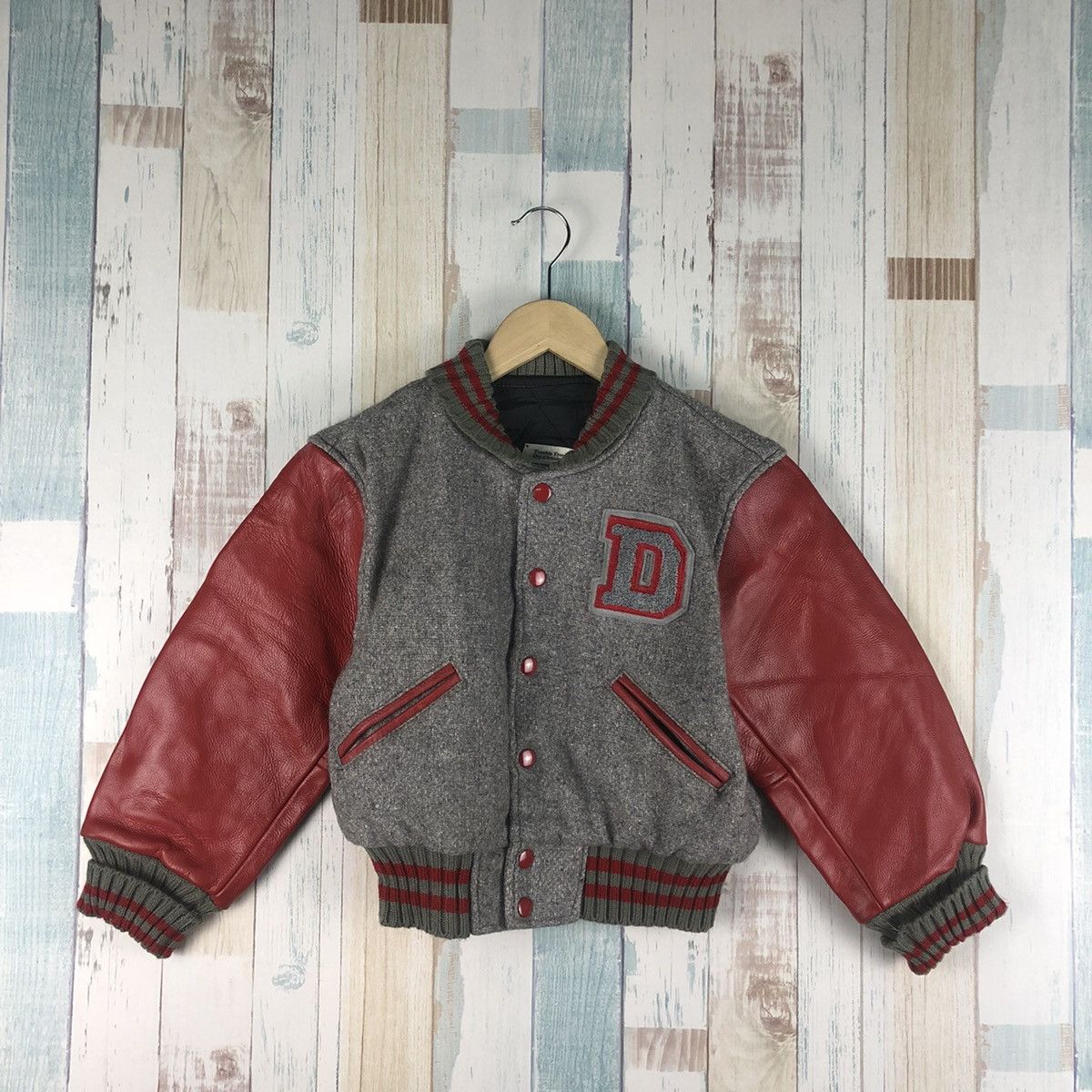 Vintage Vintage Varsity Jacket Leather Embroidery Logo For Kids Size US XXS / EU 40 - 2 Thumbnail