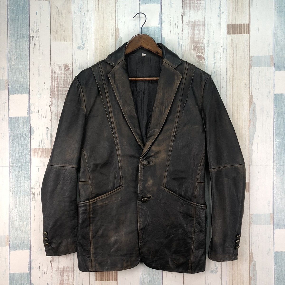 Genuine Leather Vintage Blazer Leather Jacket Rare Design Size US M / EU 48-50 / 2 - 1 Thumbnail