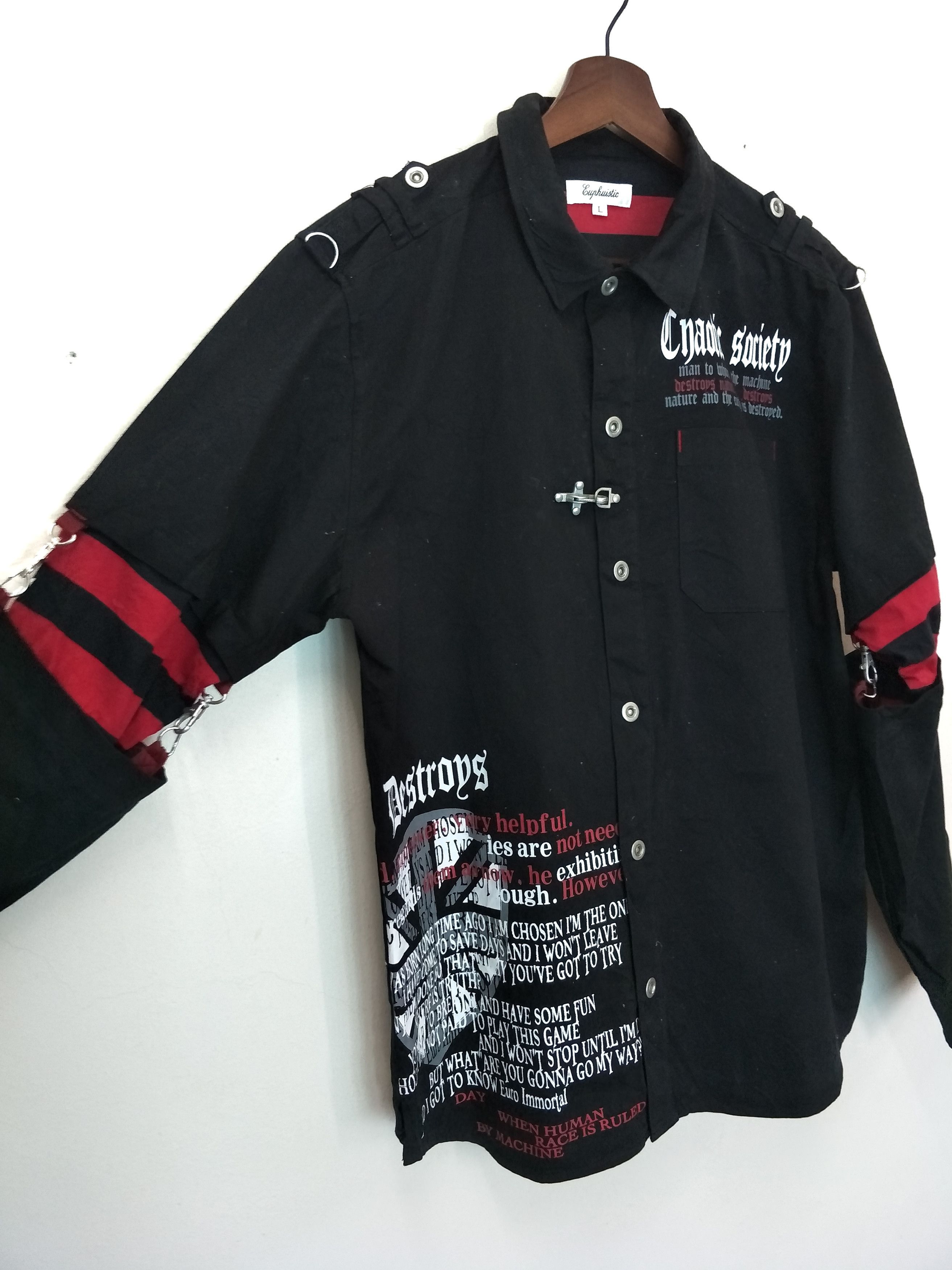 Japanese Brand Bondage Black Poem Shirt Chaos Destroy Inspired Punk Style Size US L / EU 52-54 / 3 - 5 Thumbnail