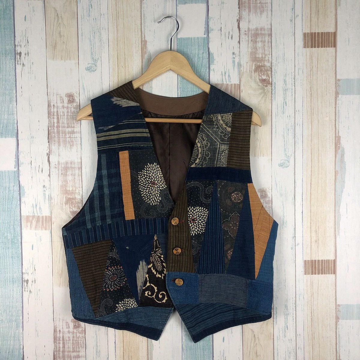 Indigo × Japanese Brand × Vintage Vintage Indigo Vest Patchwork Sashiko Boro Size US S / EU 44-46 / 1 - 1 Thumbnail
