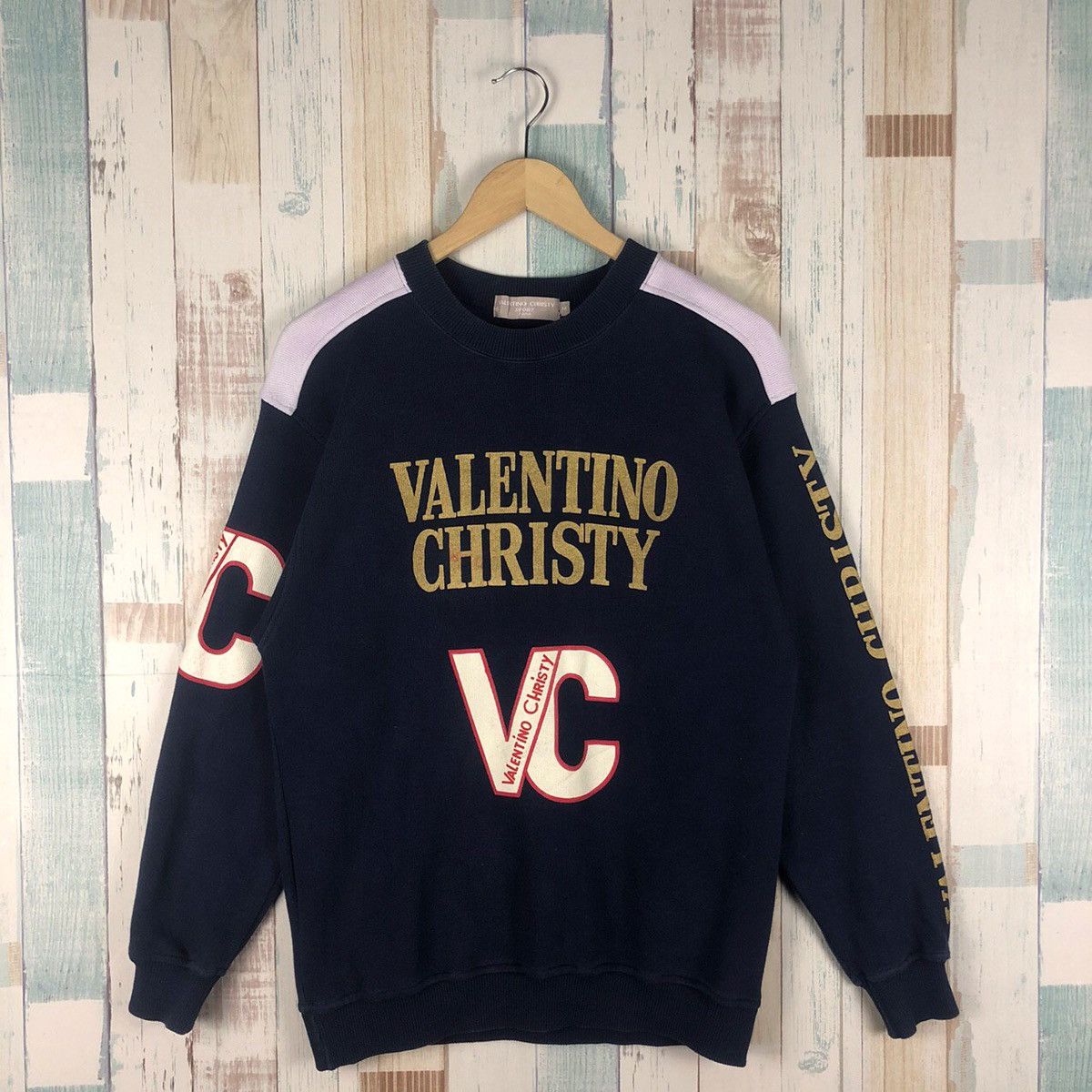 Valentino × Vintage Vintage Valentino Christy Sport Paris Sweatshirt Big Logo Size US M / EU 48-50 / 2 - 1 Thumbnail