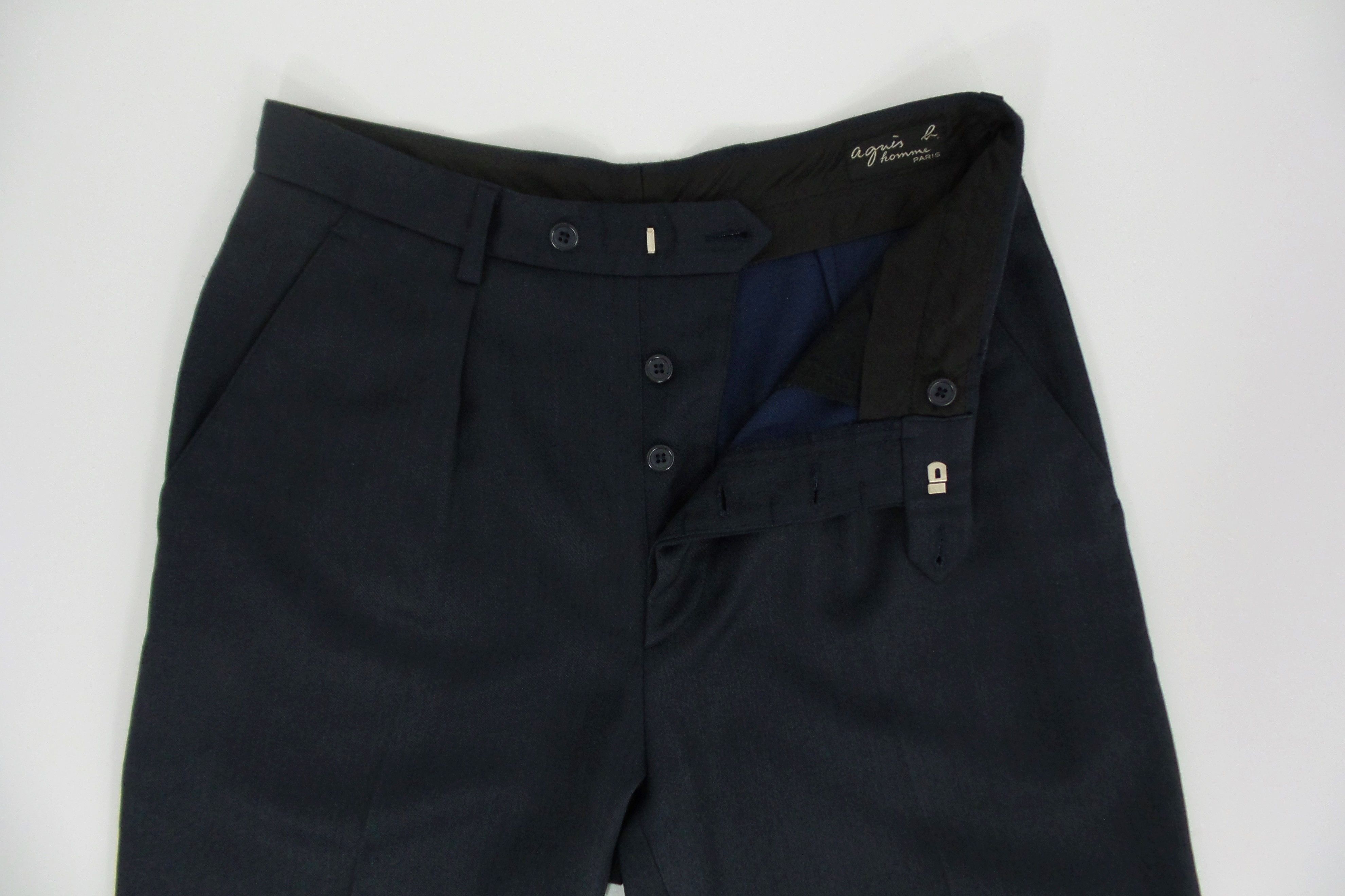 agnes b. Agnes B. Pleated Dark Blue Trousers W30xL40.5 Size US 30 / EU 46 - 3 Thumbnail