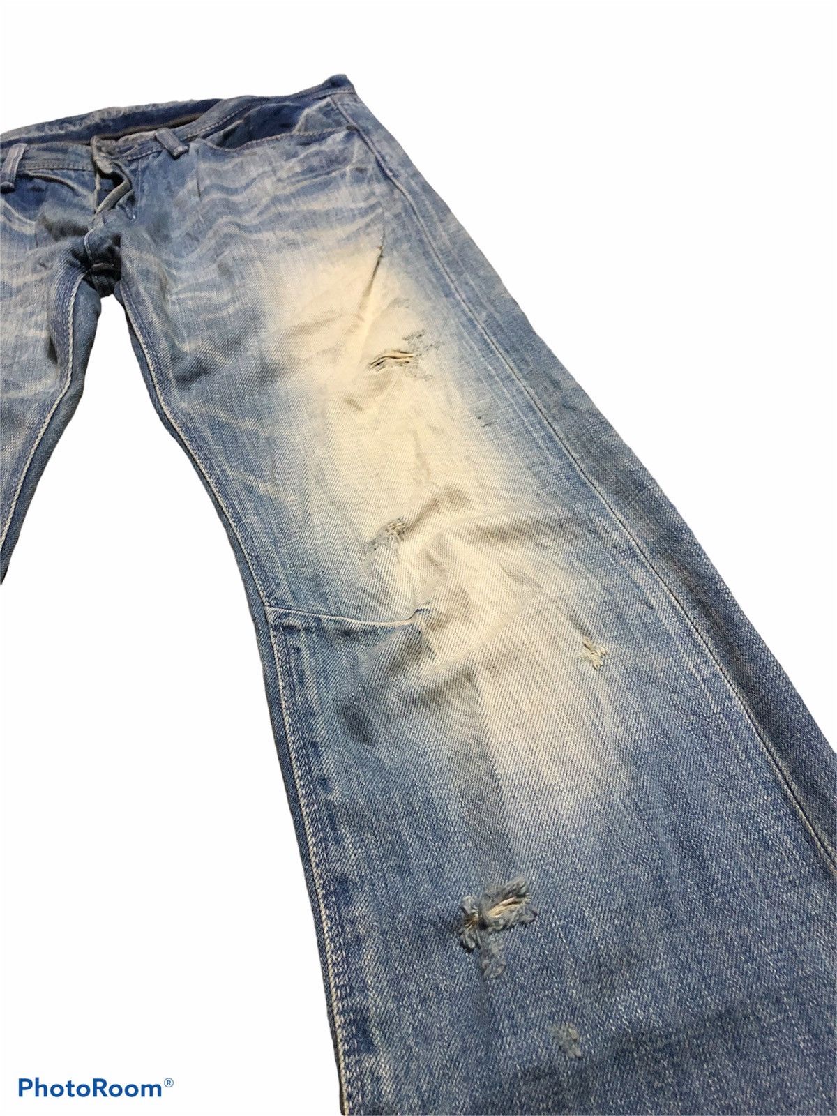 GOSTAR DE FUGA SELVEDGE⚡️⚡️DISTRESSED WASHED BLUE DENIM Size US 33 - 7 Thumbnail