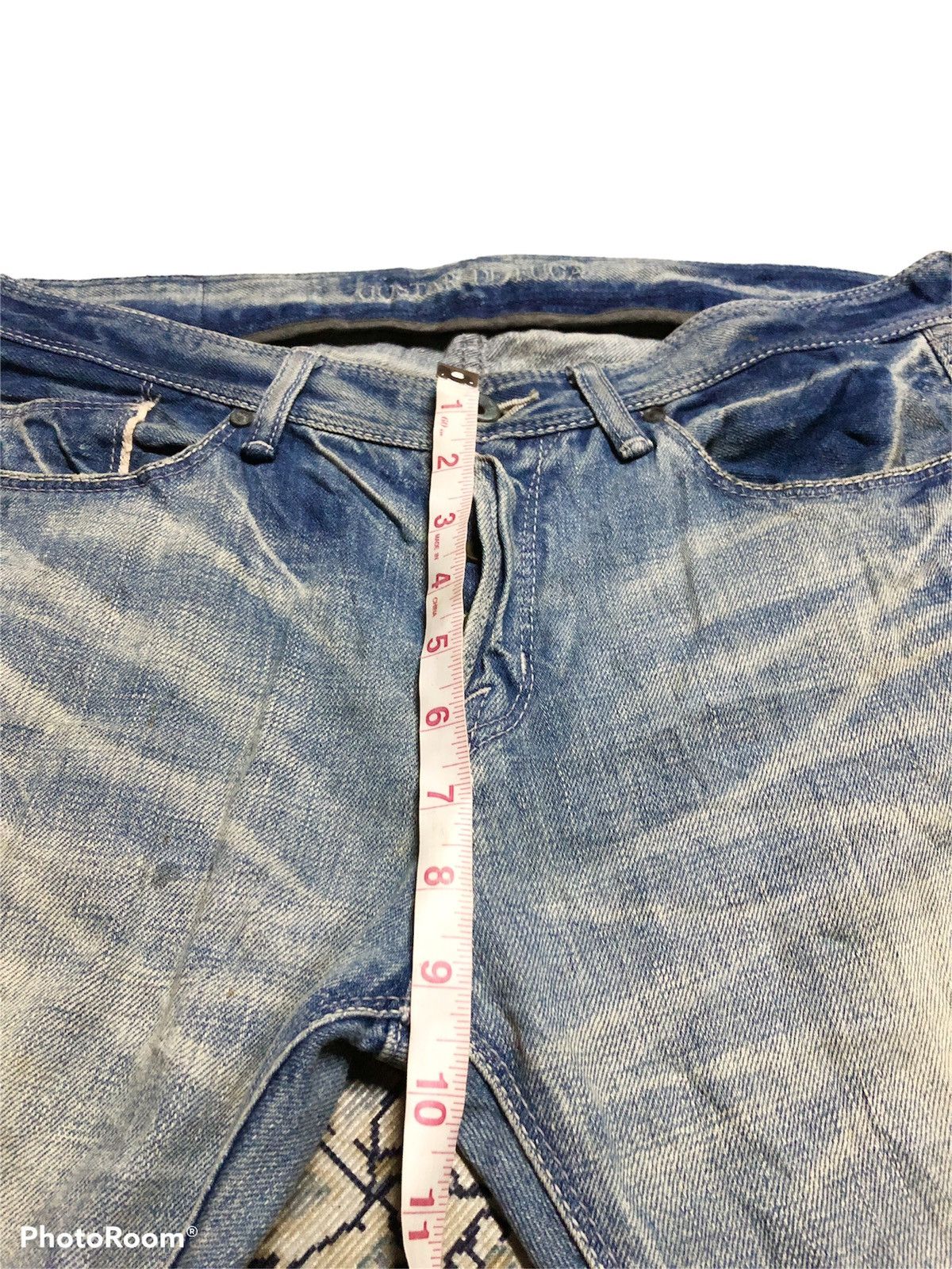 GOSTAR DE FUGA SELVEDGE⚡️⚡️DISTRESSED WASHED BLUE DENIM Size US 33 - 10 Thumbnail