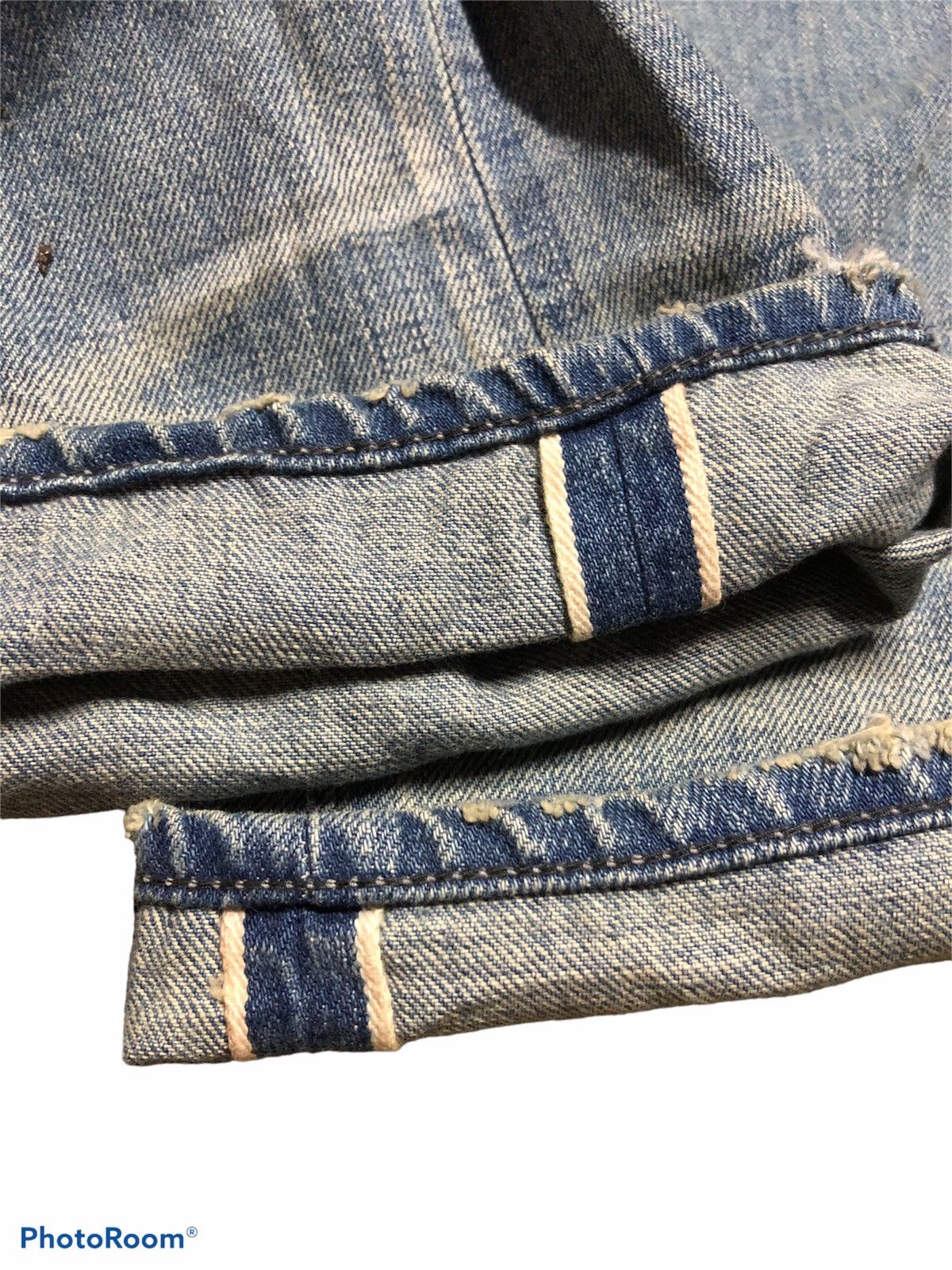GOSTAR DE FUGA SELVEDGE⚡️⚡️DISTRESSED WASHED BLUE DENIM Size US 33 - 5 Thumbnail