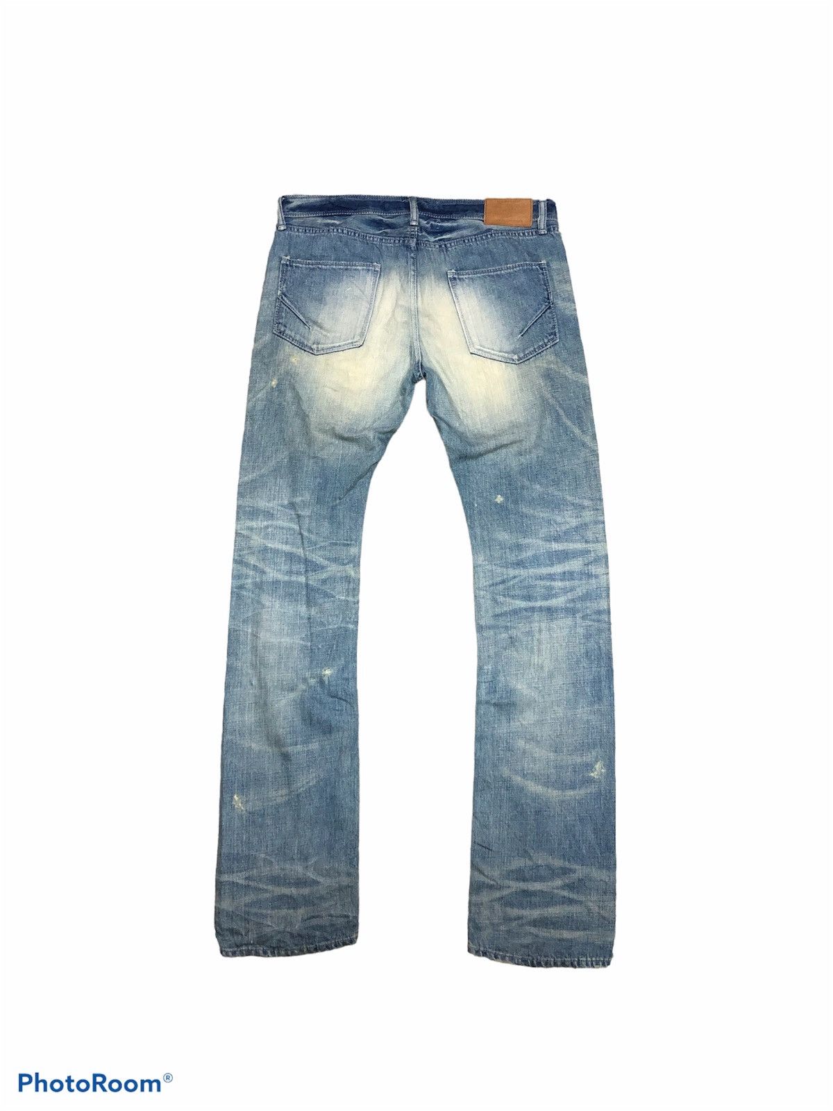 GOSTAR DE FUGA SELVEDGE⚡️⚡️DISTRESSED WASHED BLUE DENIM Size US 33 - 2 Thumbnail