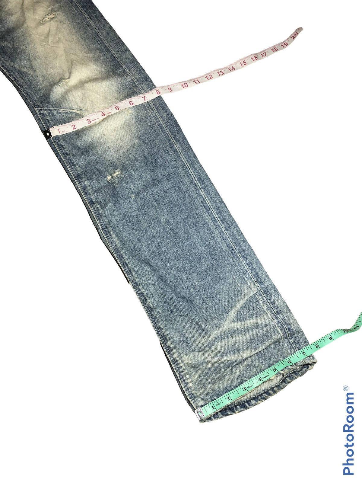 GOSTAR DE FUGA SELVEDGE⚡️⚡️DISTRESSED WASHED BLUE DENIM Size US 33 - 9 Thumbnail
