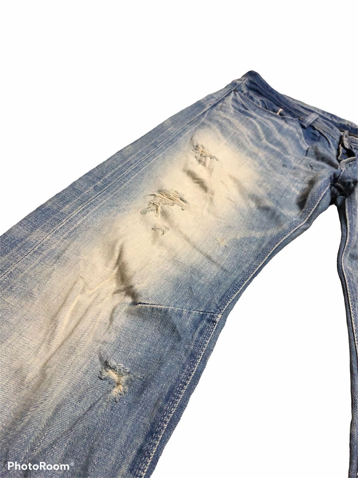 GOSTAR DE FUGA SELVEDGE⚡️⚡️DISTRESSED WASHED BLUE DENIM Size US 33 - 6 Thumbnail