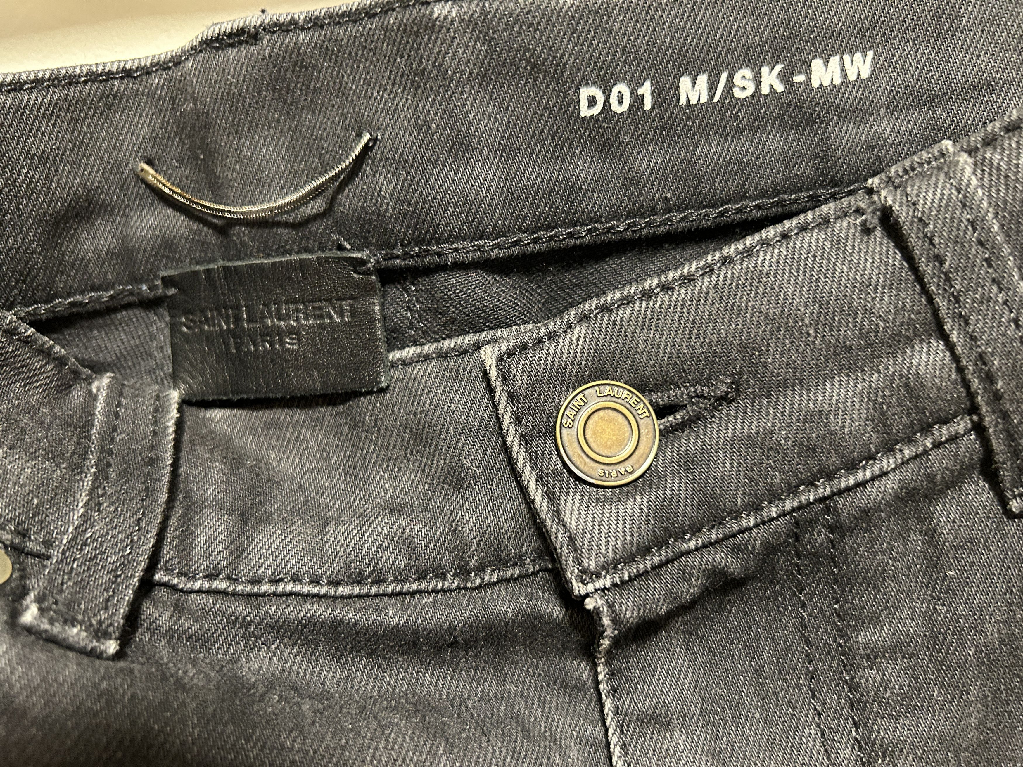 Hedi Slimane SAINT LAURENT Paris SLP D01 Raw Hem Denim Black Jeans