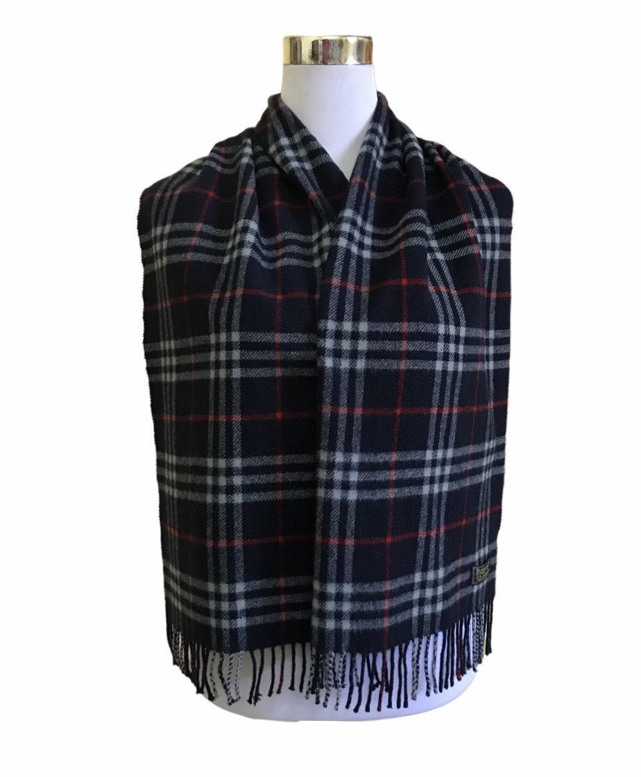 Burberrys Plaid Design Wool Muffler