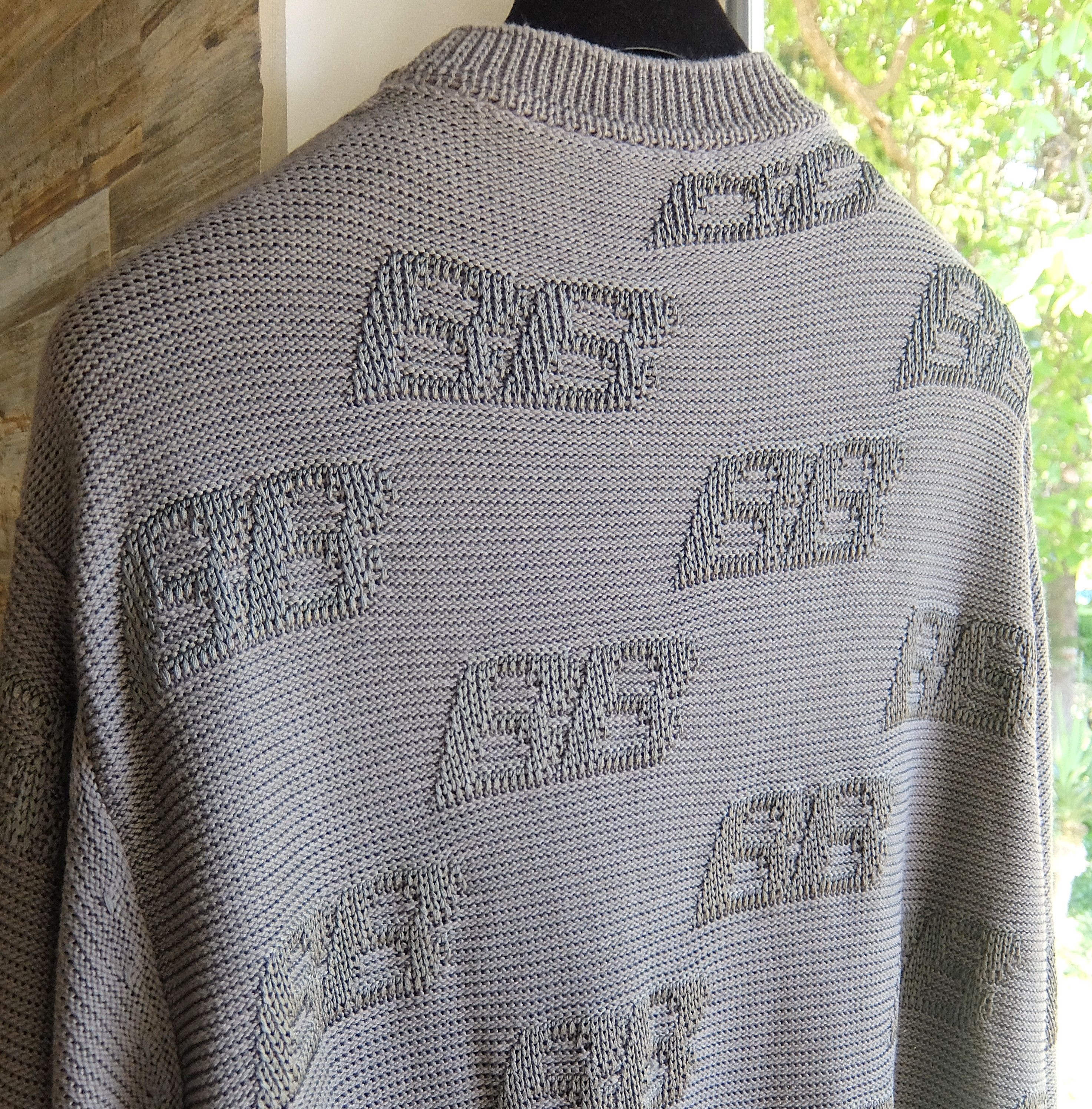 Balenciaga Balenciaga Sweater L grey monogram knit bb logo Size US L / EU 52-54 / 3 - 7 Thumbnail
