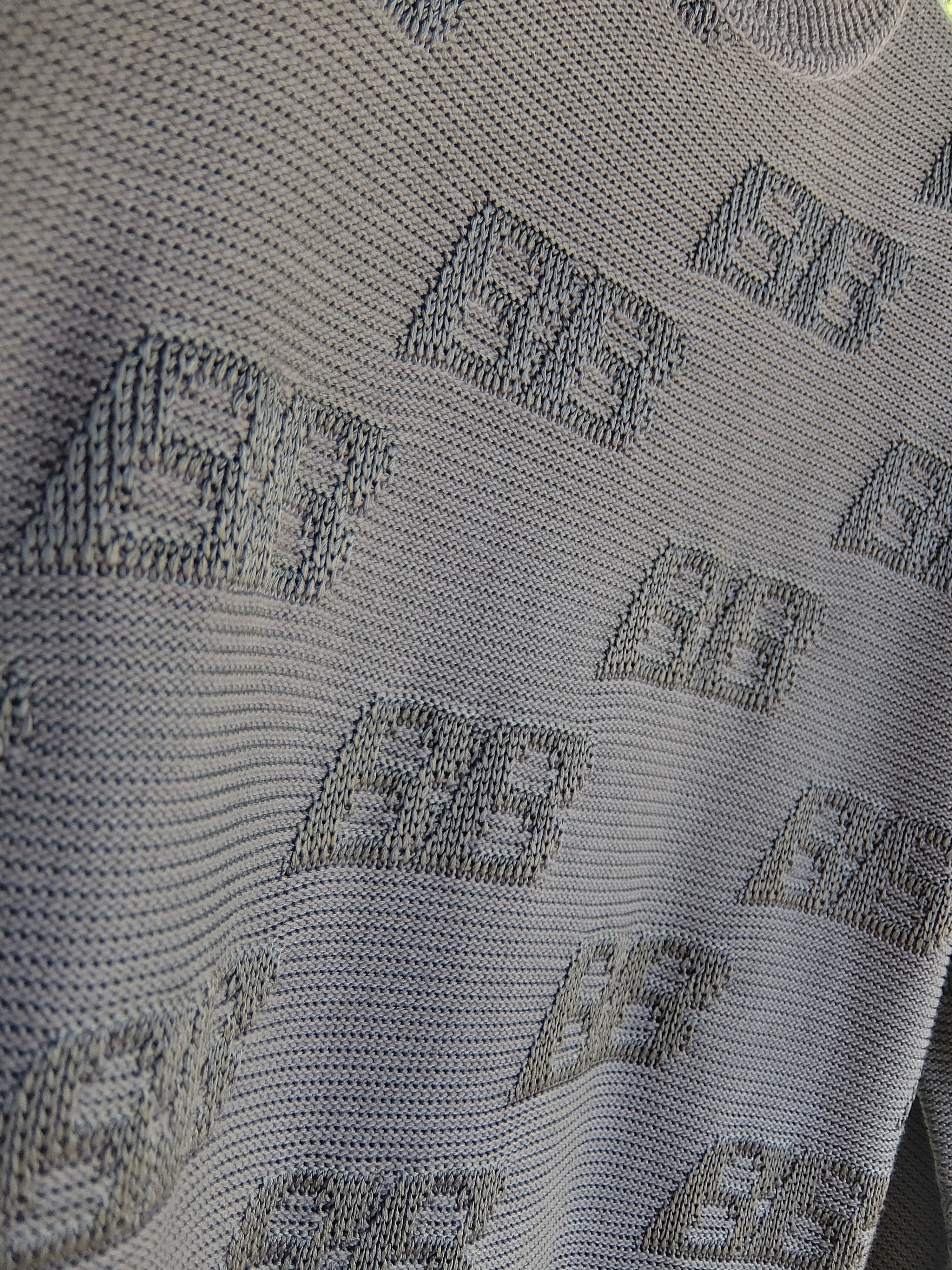 Balenciaga Balenciaga Sweater L grey monogram knit bb logo Size US L / EU 52-54 / 3 - 8 Thumbnail
