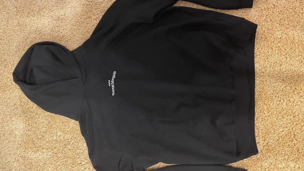 image of Maison Margiela Upside Down Logo Hoodie in Black, Men's (Size XL)