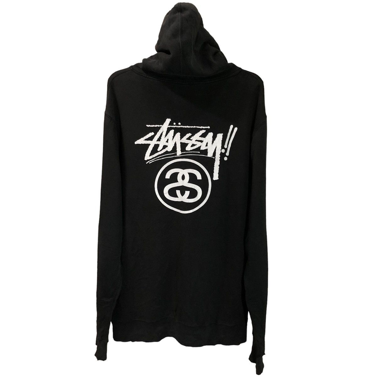 Image of Stussy Big Logo Distressed Hoodie in Black, Men's (Size XL)