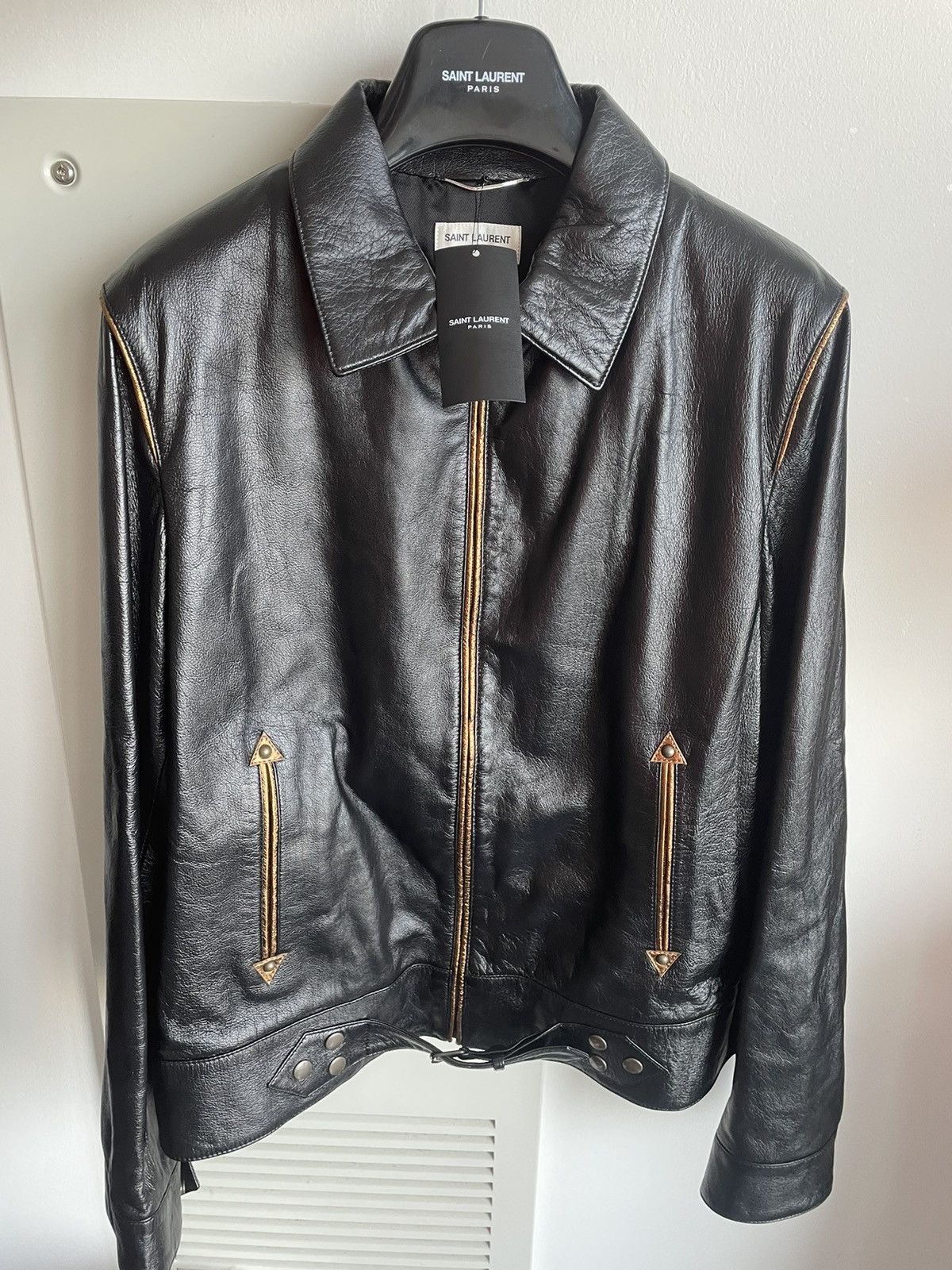 Saint Laurent Paris $5k Value Brand New Super Runway Lambskin Leather Jacket Size US L / EU 52-54 / 3 - 13 Thumbnail