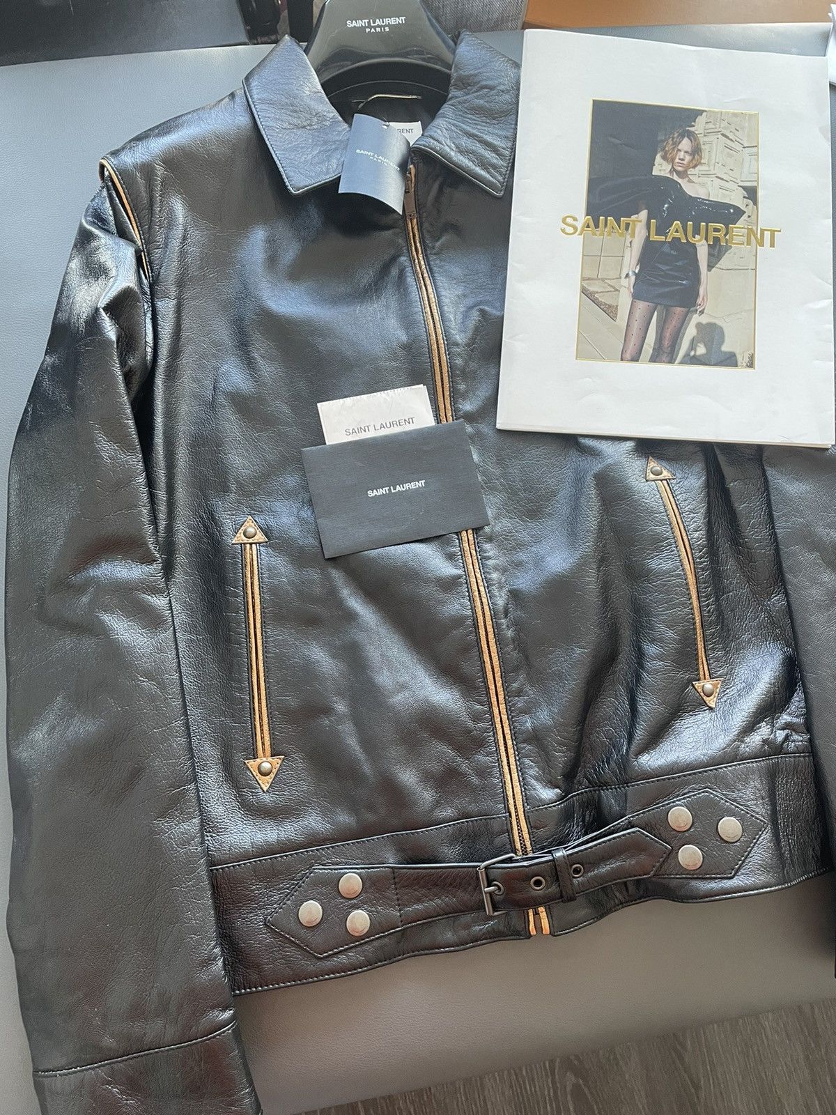 Saint Laurent Paris $5k Value Brand New Super Runway Lambskin Leather Jacket Size US L / EU 52-54 / 3 - 20 Thumbnail