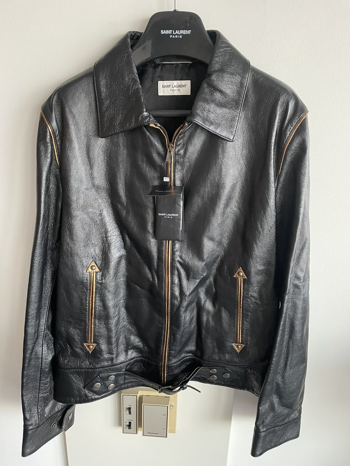 Saint Laurent Paris $5k Value Brand New Super Runway Lambskin Leather Jacket Size US L / EU 52-54 / 3 - 21 Thumbnail