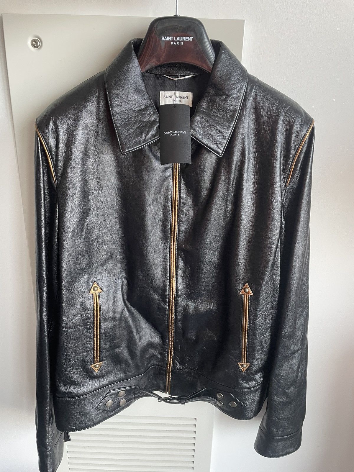 Saint Laurent Paris $5k Value Brand New Super Runway Lambskin Leather Jacket Size US L / EU 52-54 / 3 - 19 Thumbnail