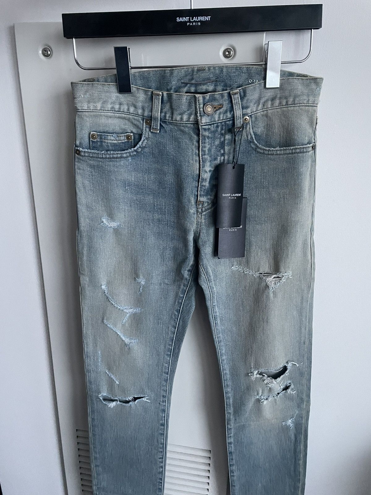 Hedi Slimane × Saint Laurent Paris × Yves Saint Laurent Limited Super RARE Brand NEW HEDI Runway Trash Crash Denim Size 28 - 17 Thumbnail