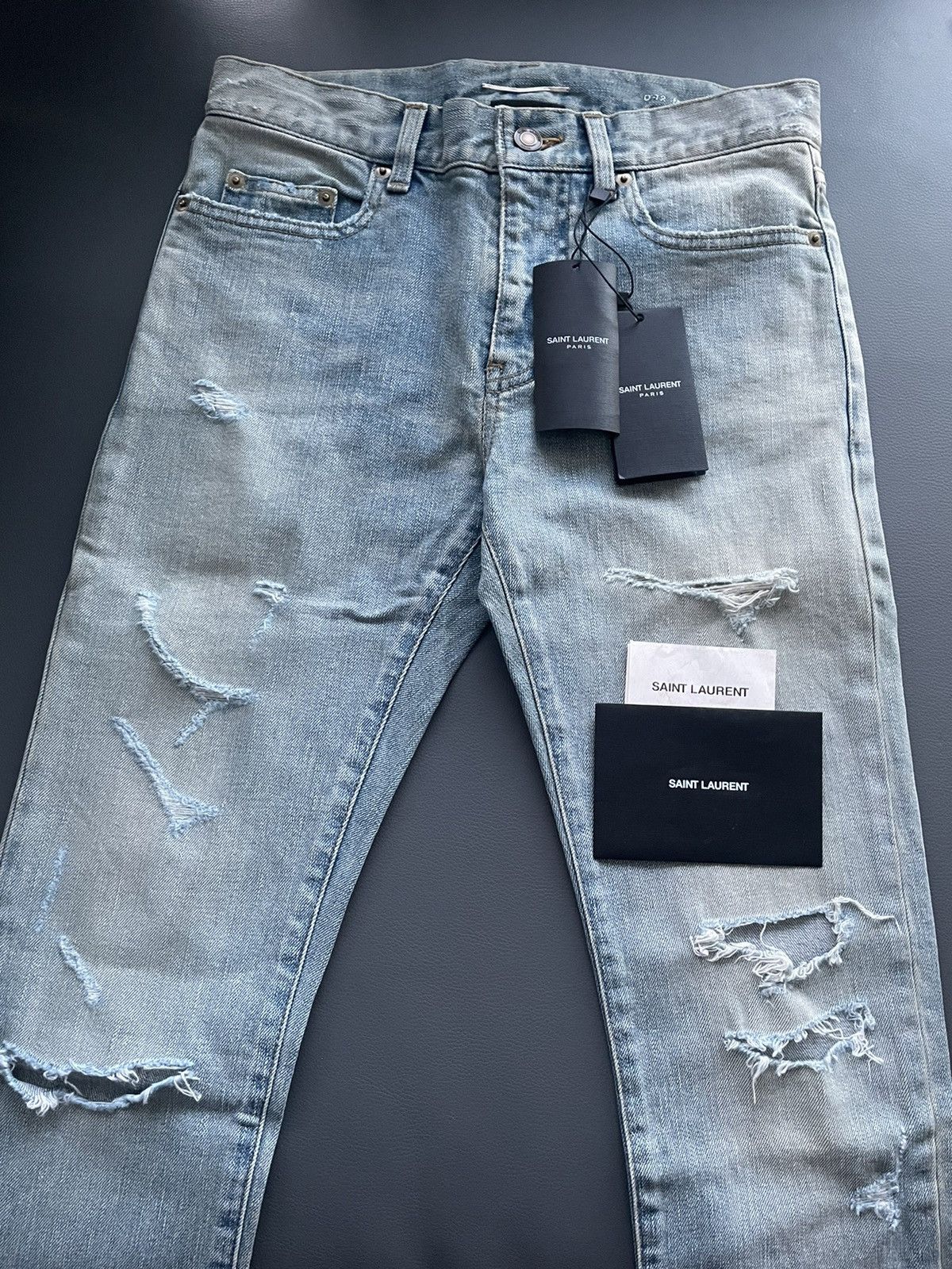 Hedi Slimane × Saint Laurent Paris × Yves Saint Laurent Limited Super RARE Brand NEW HEDI Runway Trash Crash Denim Size 28 - 11 Thumbnail