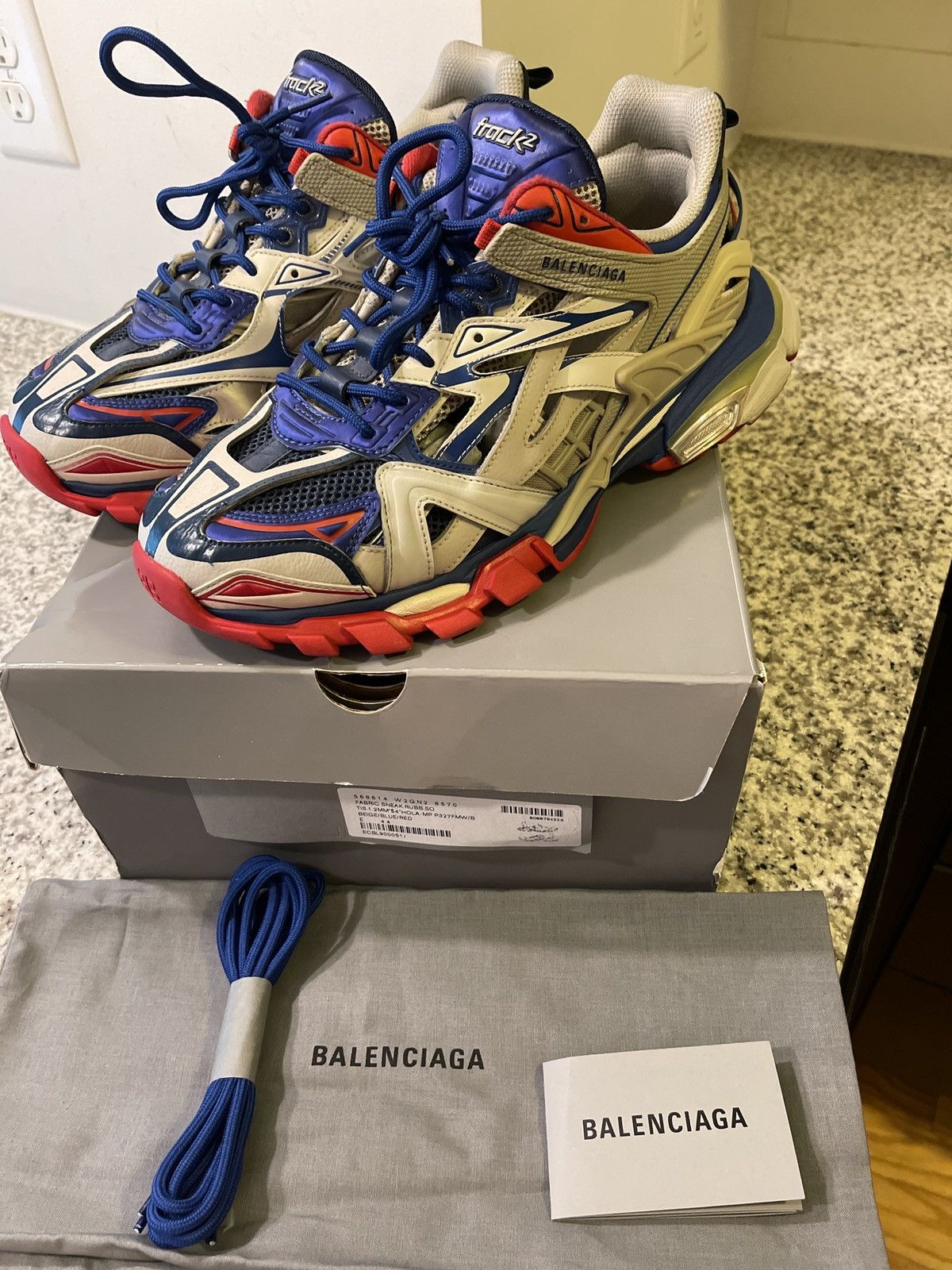 Balenciaga Balenciaga Track.2 BEIGE BLUE RED Grailed