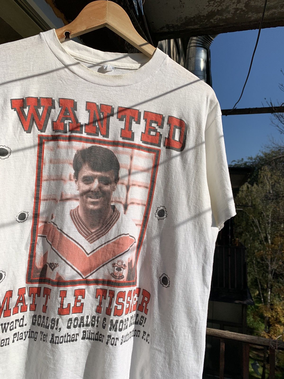 Vintage 80s Vintage Matt Le Tissier Wanted T-Shirt Size US M / EU 48-50 / 2 - 3 Thumbnail