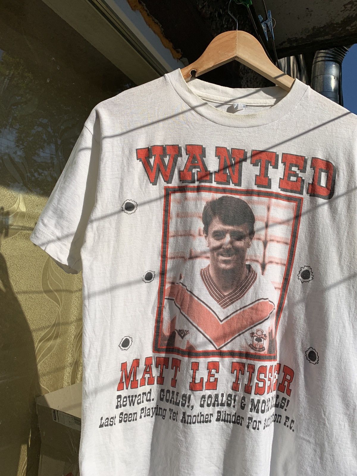 Vintage 80s Vintage Matt Le Tissier Wanted T-Shirt Size US M / EU 48-50 / 2 - 2 Thumbnail